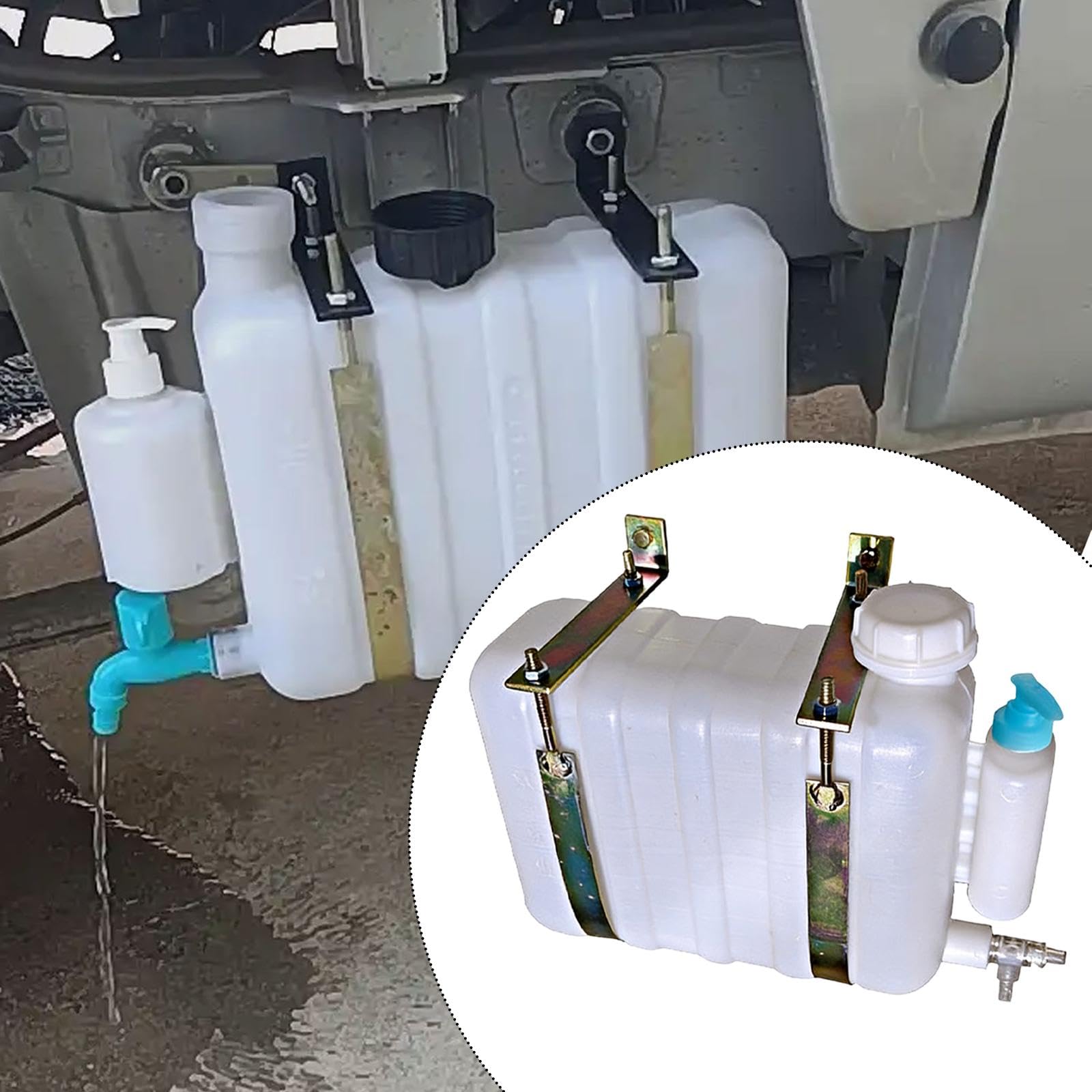F Fityle Contenitore per Acqua Sospeso per Camion, Installazione Rapida, Portatile, Leggero, Accessorio Robusto per Cantieri Edili, Rimorchi e Uso Agricolo, Capacità 9 Kg