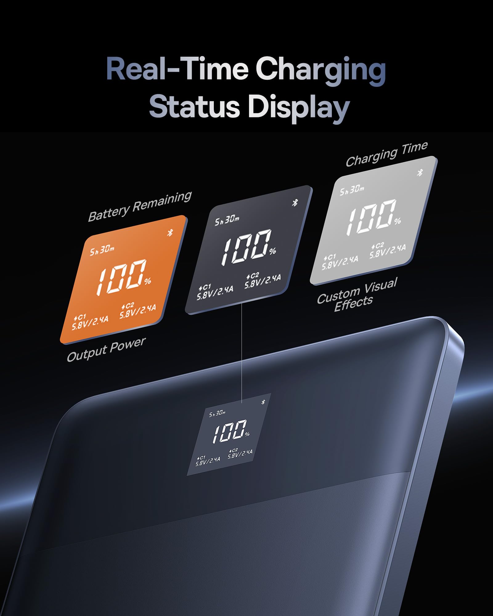 Baseus Power Bank, Powerbank Ultra Sottile da 65 W con Controllo App, Batteria Esterna da 12000 mAh Ricarica Rapida per iPhone Serie 15 14, Samsung, iPad, MacBook, Switch, Steam Deck, Blu