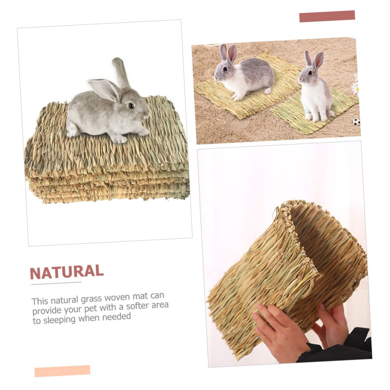 Happyyami 5stücke Naturgrasmatte Für Kaninchen Und Kleintiere Essbares Kauspielzeug Und Gemütliches Bett Für Meerschweinchen Hamster Und Andere Haustiere Und Geruchsneutral