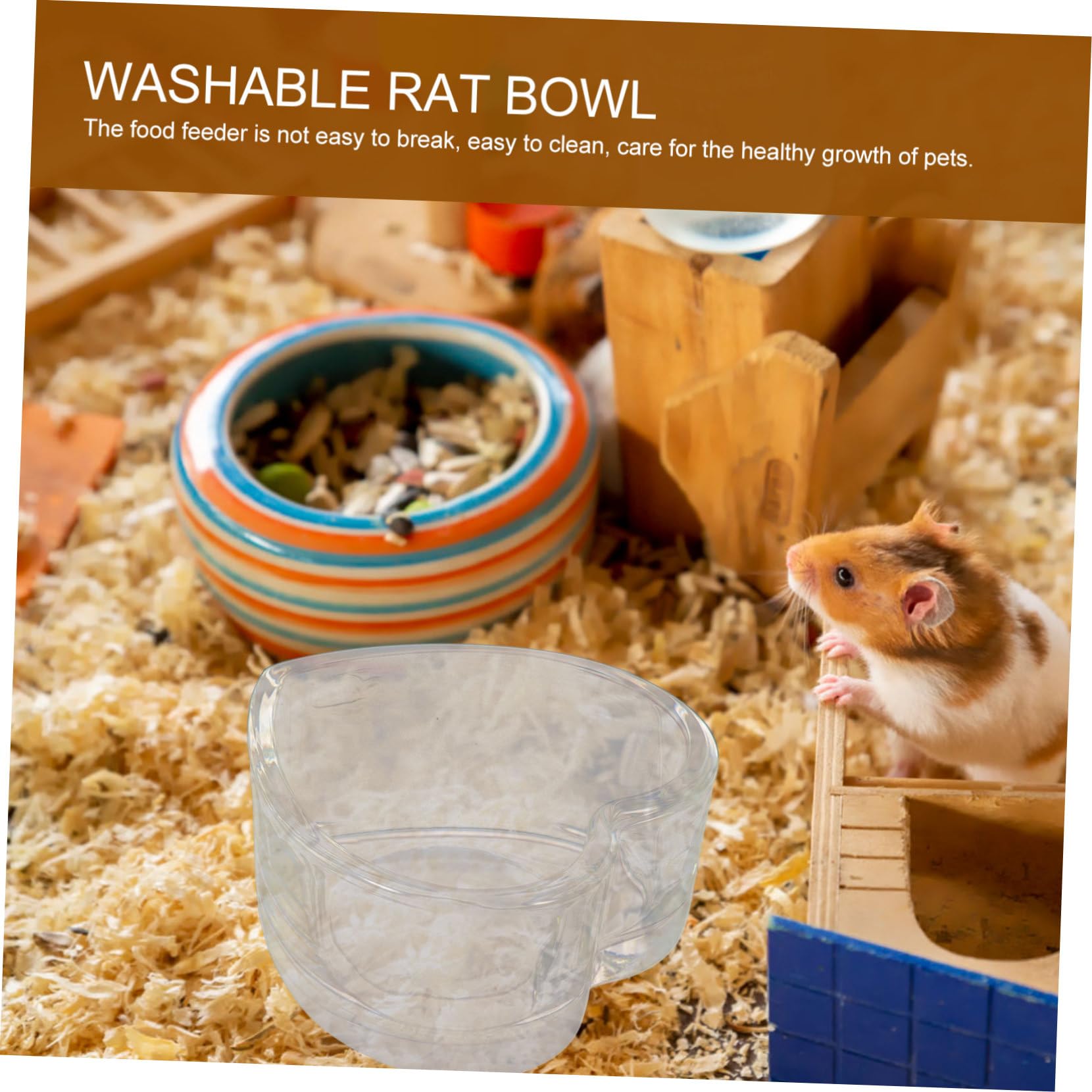 VANZACK 8piezas Tazón Transparente para Hámster y Chinchilla Antideslizante y De Limpiar para Comida y Agua De Roedores