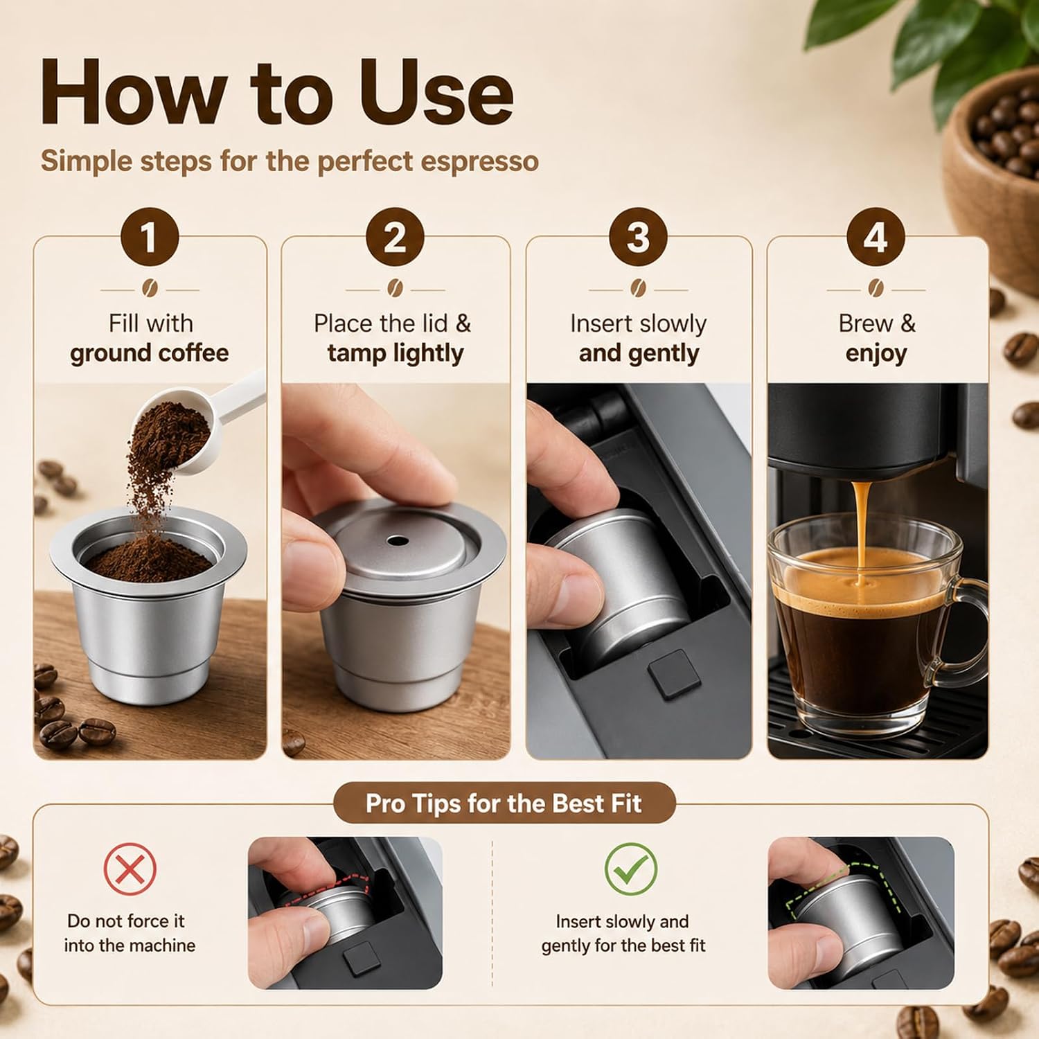 E1 Reusable Steel Coffee Capsule, 1 Pod with Spoon image 4
