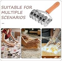 Vista 7 de UPKOCH Cortador de repostería de acero inoxidable con mango de madera, herramienta de corte de masa de 8 pulgadas para pastel de pizza, corteza