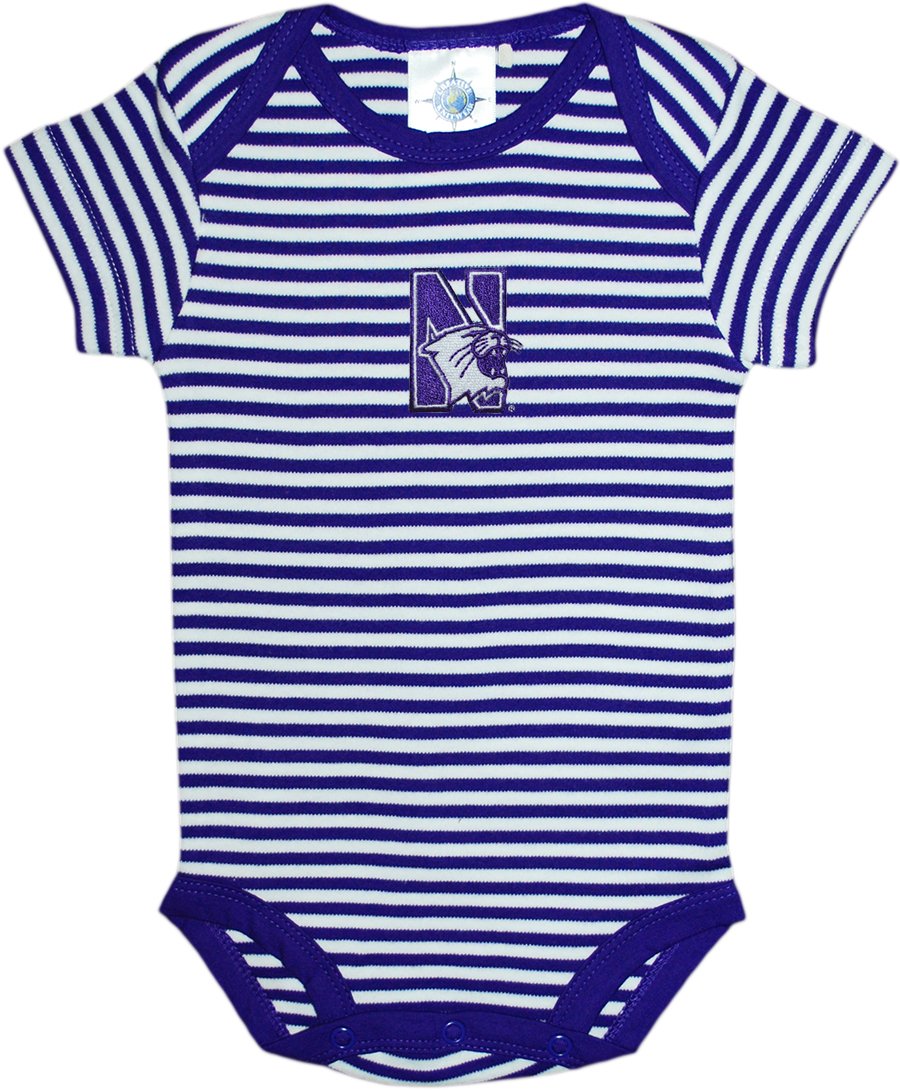 Creative KnitwearNorthwestern University Wildcats Striped Newborn Baby Bodysuit