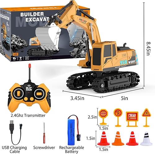 Miniatura 9 de Juguetes de excavadora para niños  Camión de construcción de juguete para niños con barricada de 6 actividades, auto excavador de ingeniería