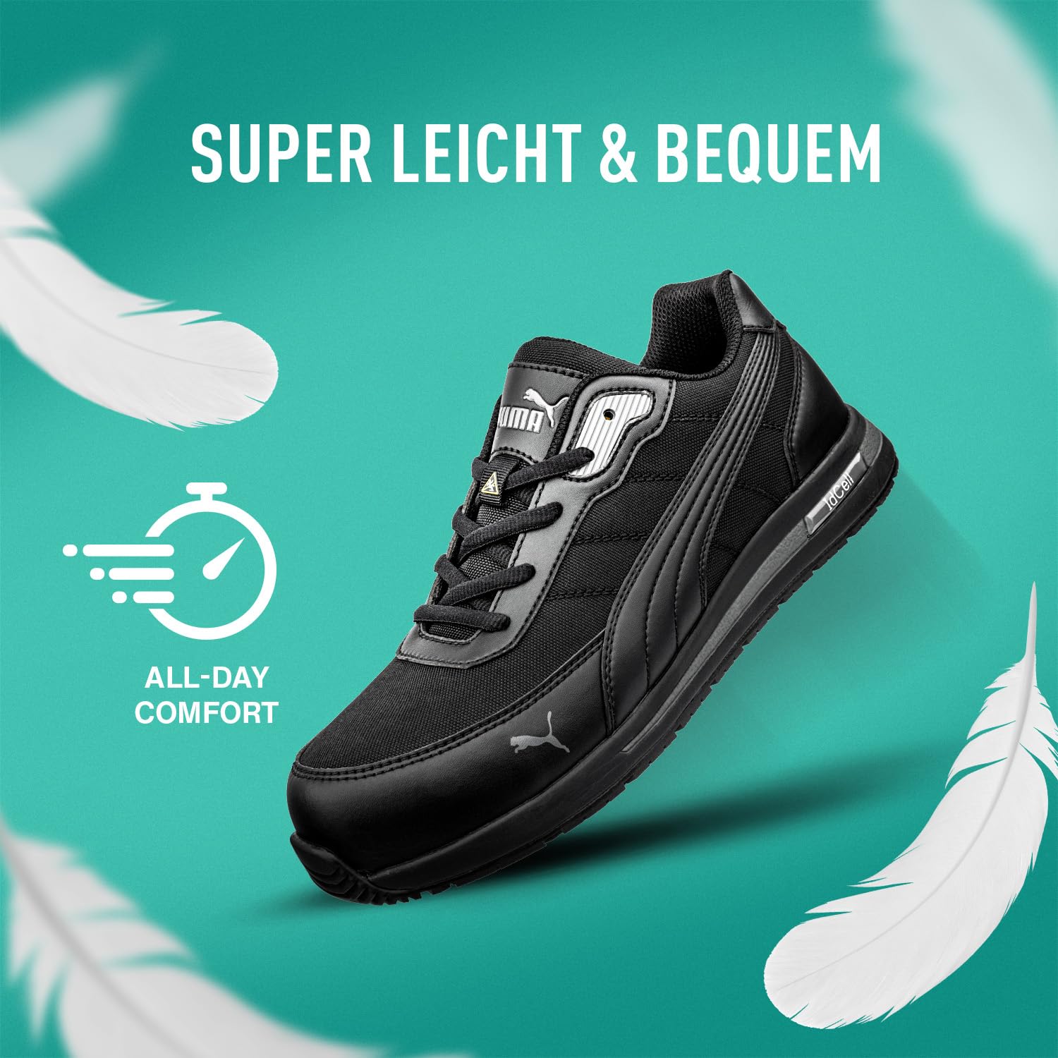 PUMA Safety Epic - Zapatos de seguridad antideslizantes S3S, sin metal, resistentes al agua, ideales para cocinar y trabajar, color negro