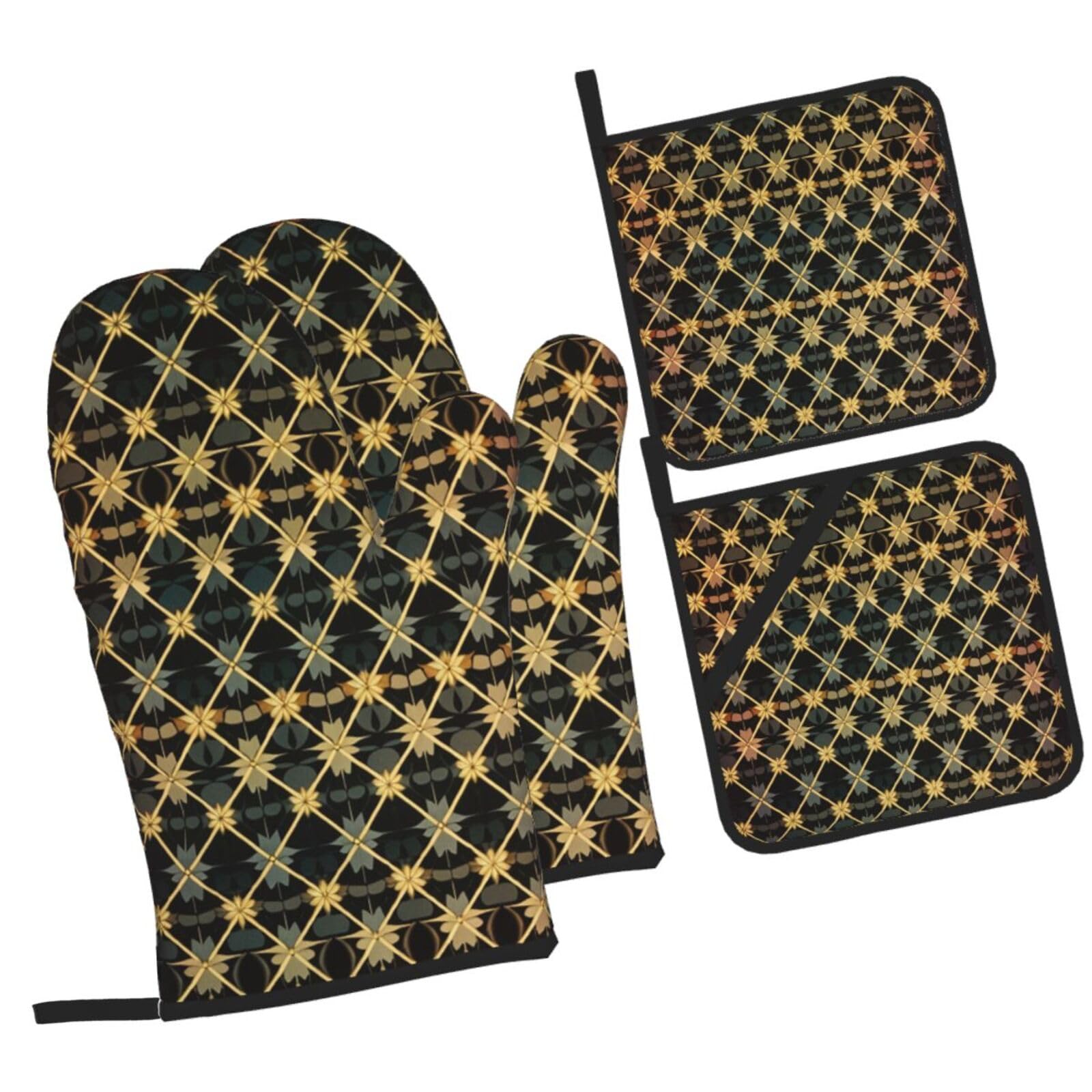 Gants de cuisine géométriques haute protection 500°C pour une cuisson parfaite