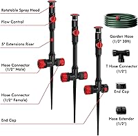 Vista 2 de RESTMO Sistema de Aspersores Sobre el Suelo con Base de Punta Metálica, Kit de Riego Flexible DIY, Aspersor de Césped Multi-Ajustable y Juego