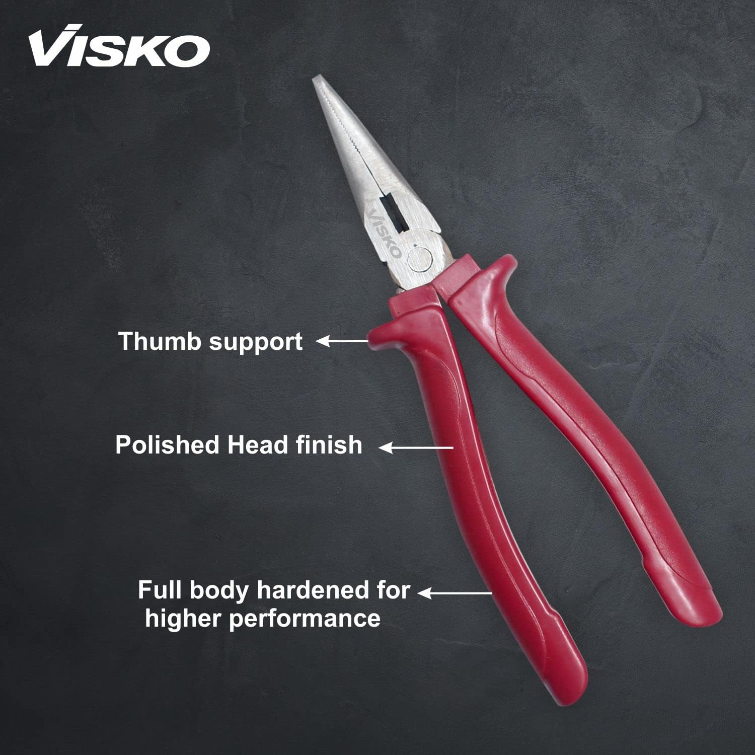VISKO 255 7" Long Nose Plier | Cutting player | Cutting plier | Pliers | Pliers for Home | Player Tools | Combination plier | For electrical Work | Red Color | 2