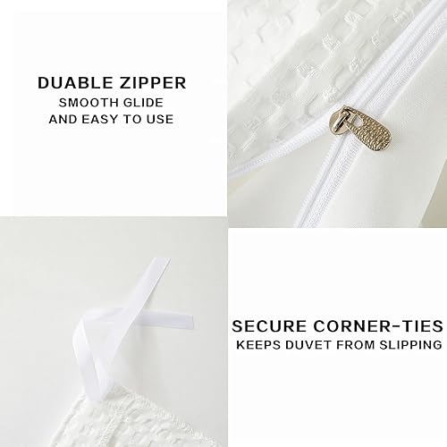 Miniatura 6 de Sedefen Juego de funda de edredón de 3 piezas de microfibra suave, color blanco crema, para regalo, ideal para el hogar