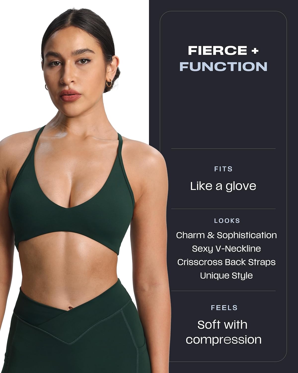 Aoxjox Women's Workout Lily Deep V Cross Back Sport Bras Fitness Bra Yoga Crop Tank - Image 4