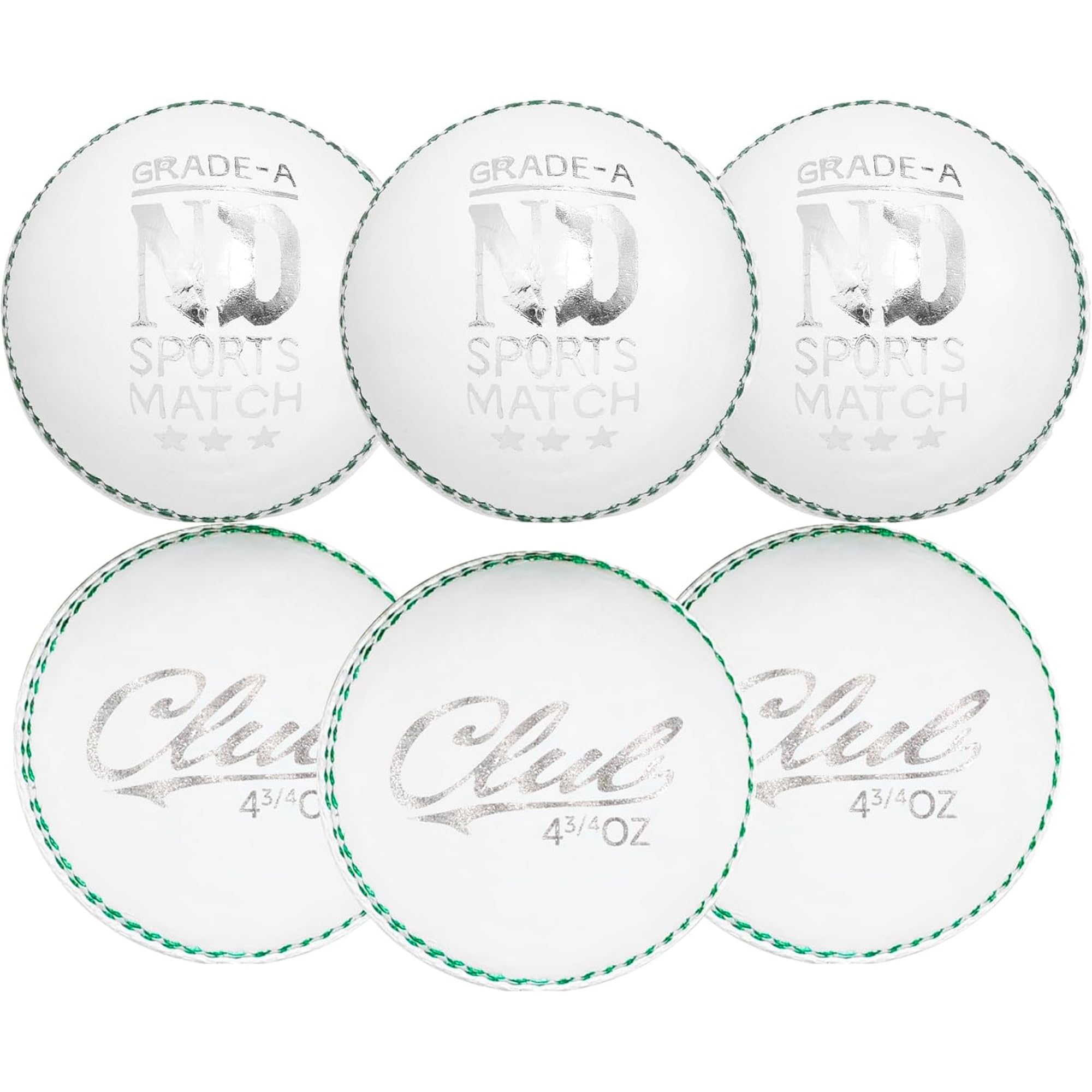 ND Sports Premium Grade Leather Cricket Ball for youth Weight 135gm – Ideal for Practice, Training, and Matches – Available in Pack of 6 for Junior (White, Pack of 6)