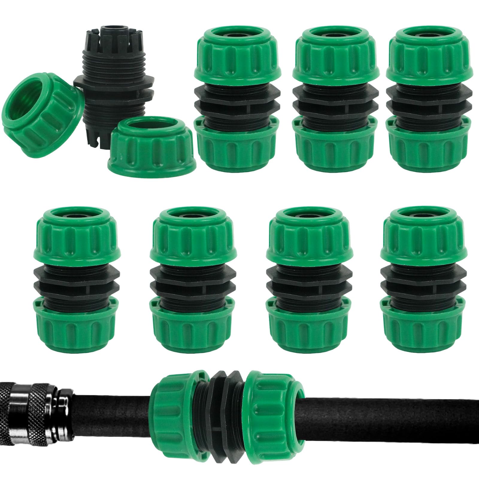 8Pcs Hose Repair Connector, 1/2'' Repair Connector Extender Garden Hose Pipe Joiner Extension for Garden Hose Quick Re-Pair Connection Home Outdoor (Green)