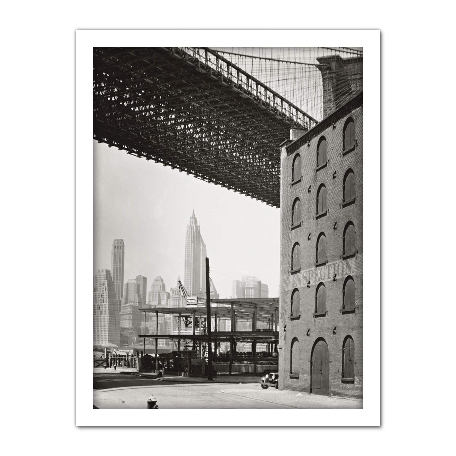 Berenice Abbott New York Brooklyn Bridge Water New Dock Streets Cityscape Large Framed Art Print Poster Wall Decor 18x24 in