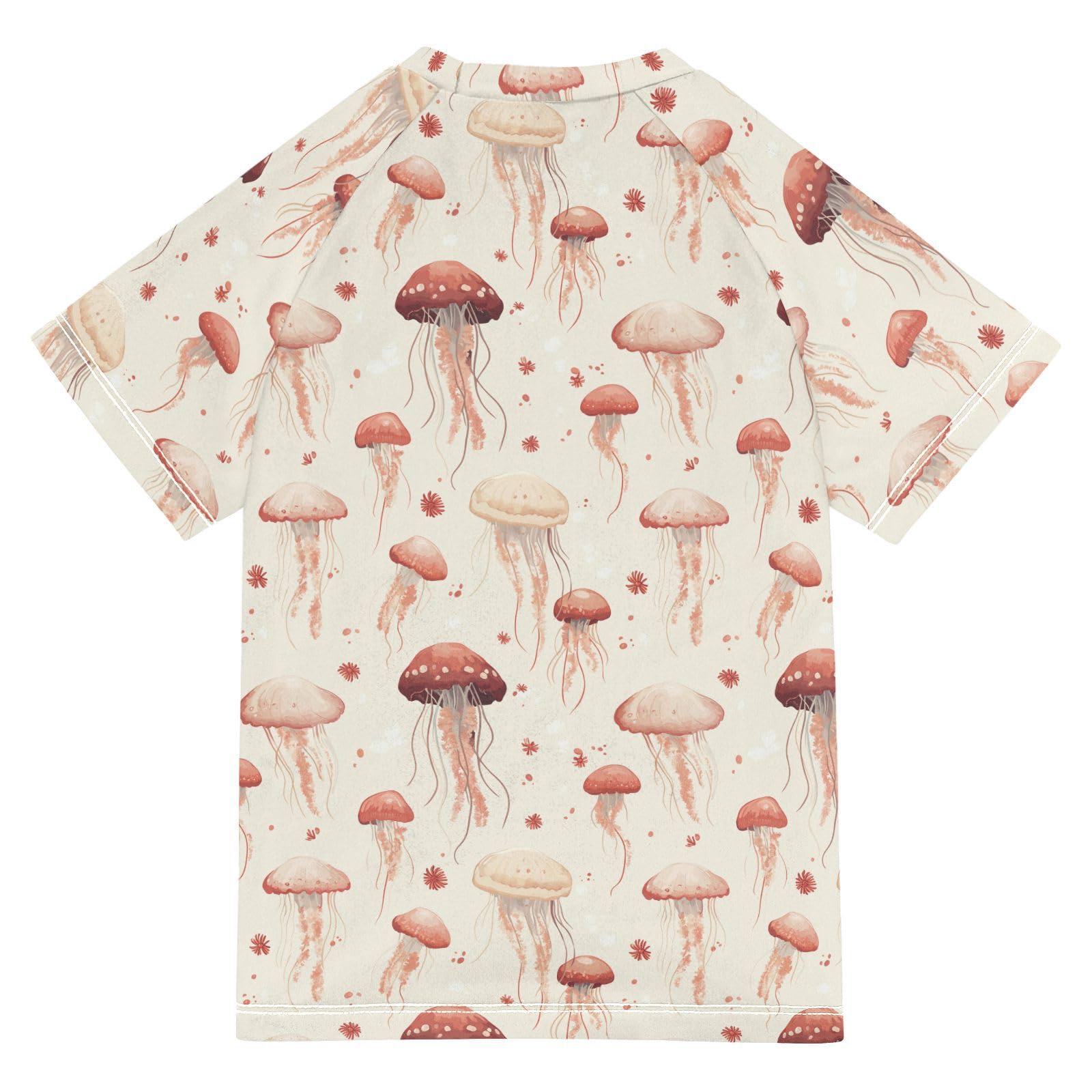 Girl Bathing Suit Short Sleeve Rash Guard Girls 4T Cute Aliens Head White