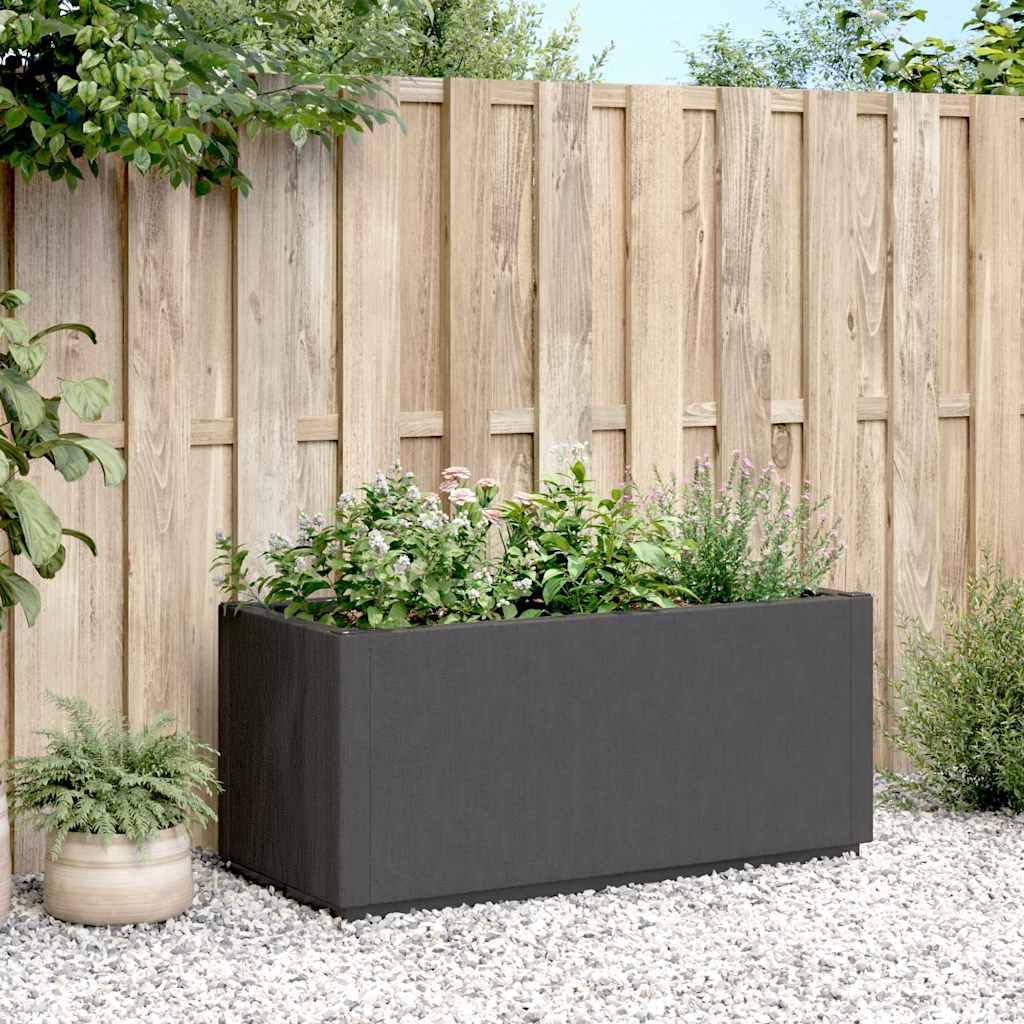 Donica na rośliny, ciemnoszara, z polipropylenu, 80 x 36 x 35 cm, pojemność 80 l, odporna na mróz, z drenażem i zasobnikiem wody, do ogrodu, na balkon, taras, do użytku wewnątrz i na zewnątrz