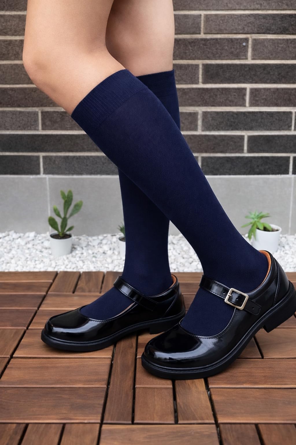 CYS Calcetines 6 Pares De Colegio Escolares Medias Largos Altos Algodón Hasta rodillas Lisos Para Niñas Niños Infantiles Uniformes Unisex — view 3