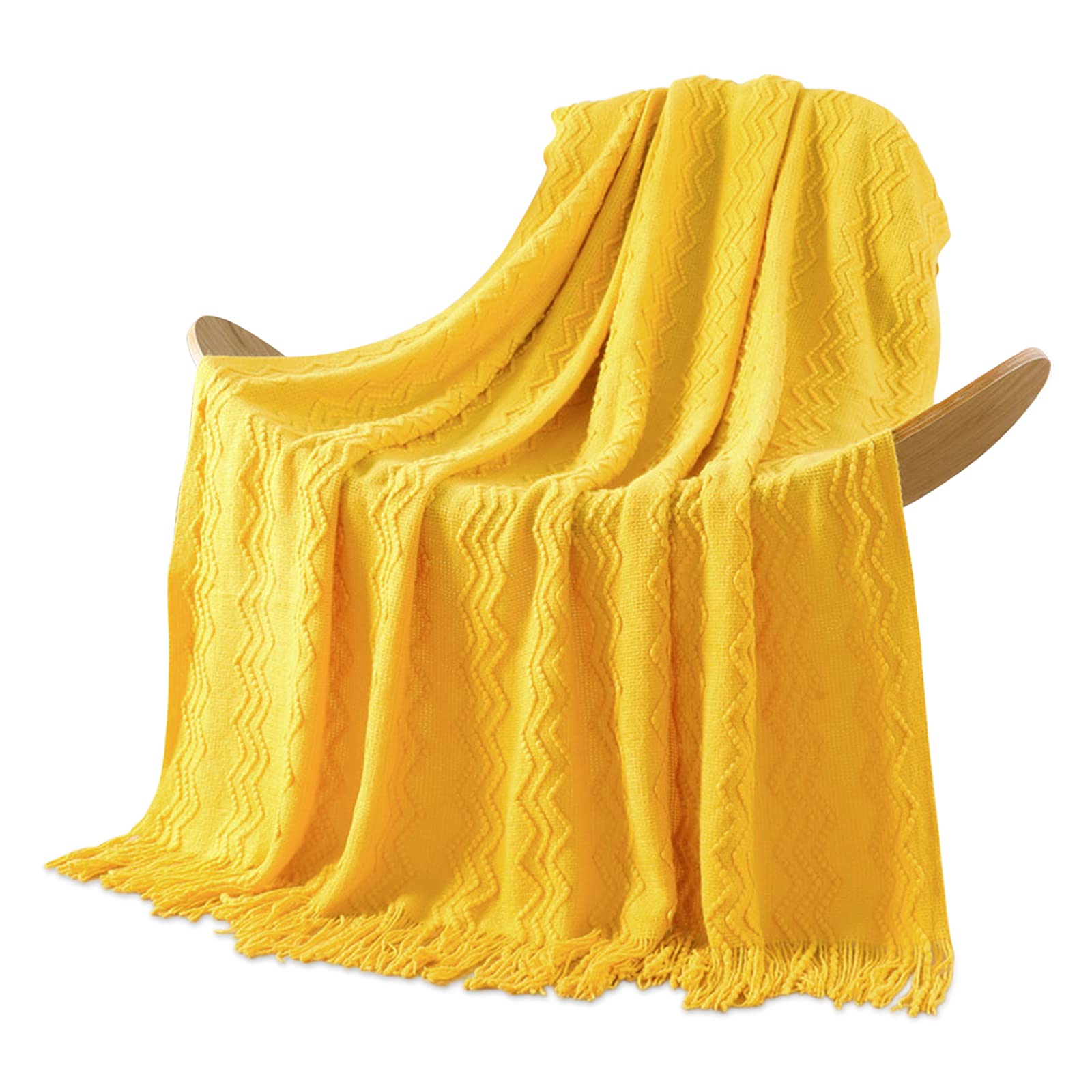 Galatée Wysokiej jakości koc, kolorowy, dziergany koc w stylu boho, bawełna, przytulny, koc, narzuta na kanapę, narzuta do salonu, na kanapę, do wyboru jasnoniebieski 150 x 200 cm