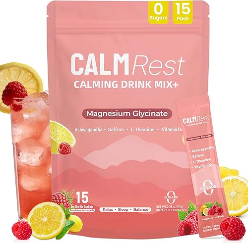 Suplemento súper cortisol para mujeres, mezcla de bebida en polvo de magnesio calmante con ashwagandha, azafrán, L teanina, vitamina D3, relajación