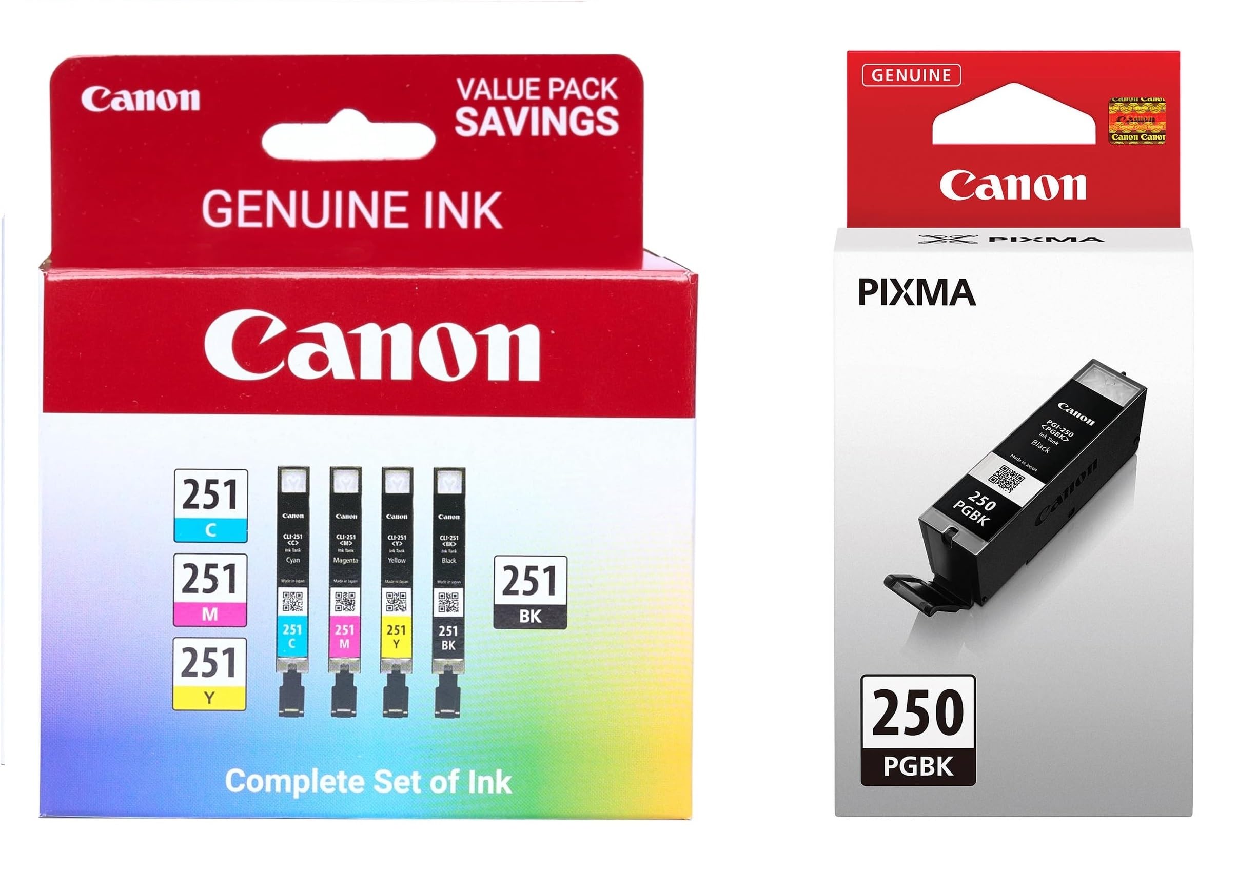 Genuine Canon PGI-250 (6497B001) CLI-251 (6513B004) Color (Black, Cyan,Magenta,Yellow) Ink Tank 5-Pack