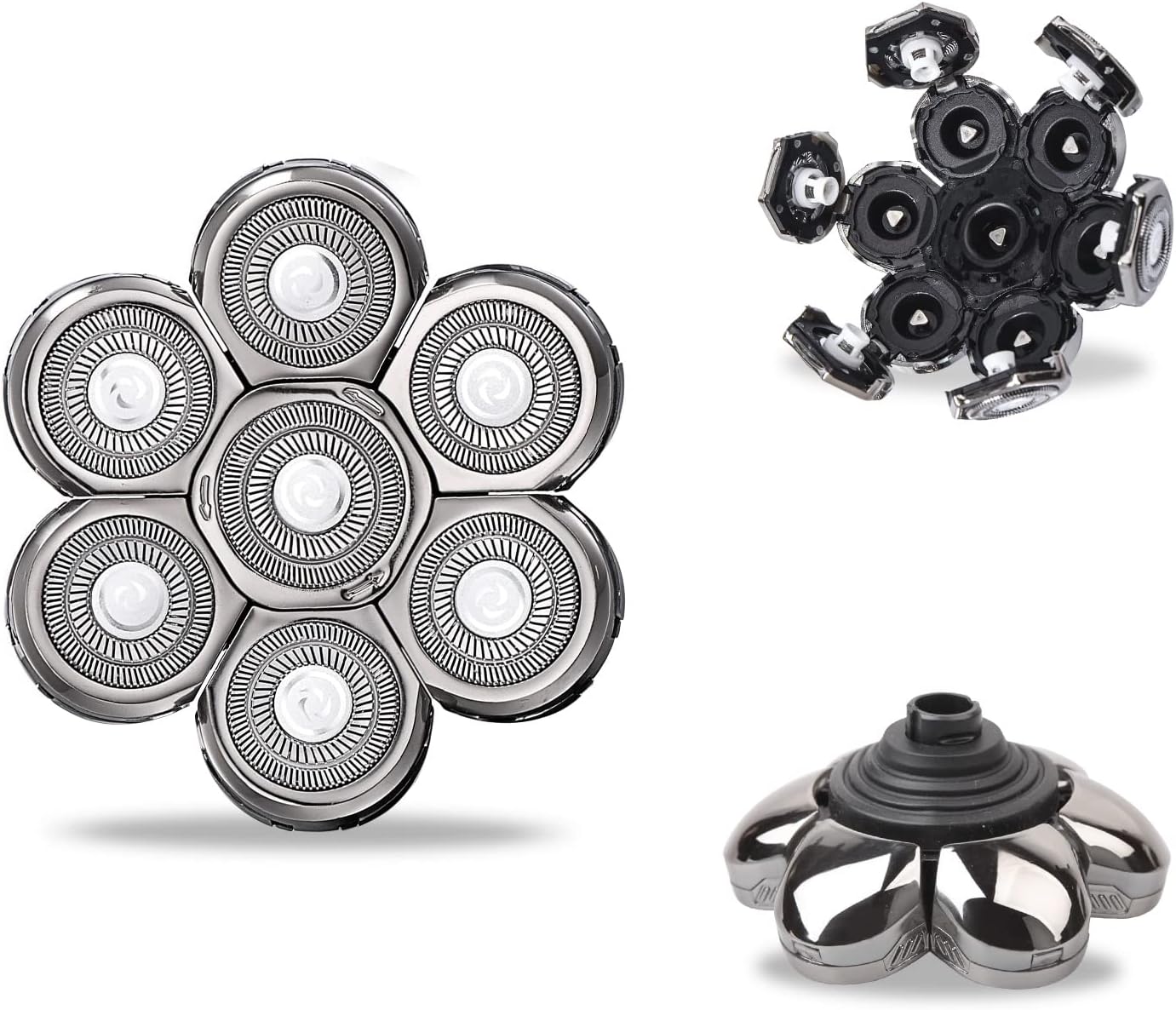 Head Shaver Replacement Heads, 7D Rotary Blades, Silver, Men's Electric Shaver Replacement Heads, 7 Pieces - Image 7