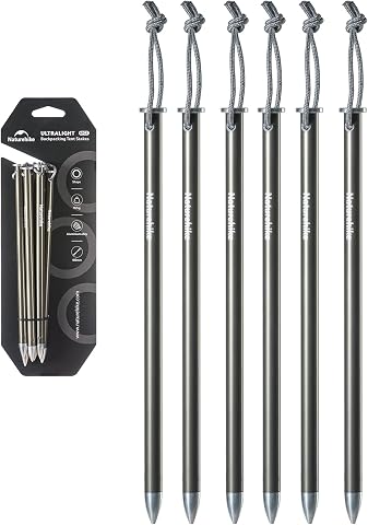 Naturehike Lightweight Tent Stakes, 6-Pack Aluminum Groun...