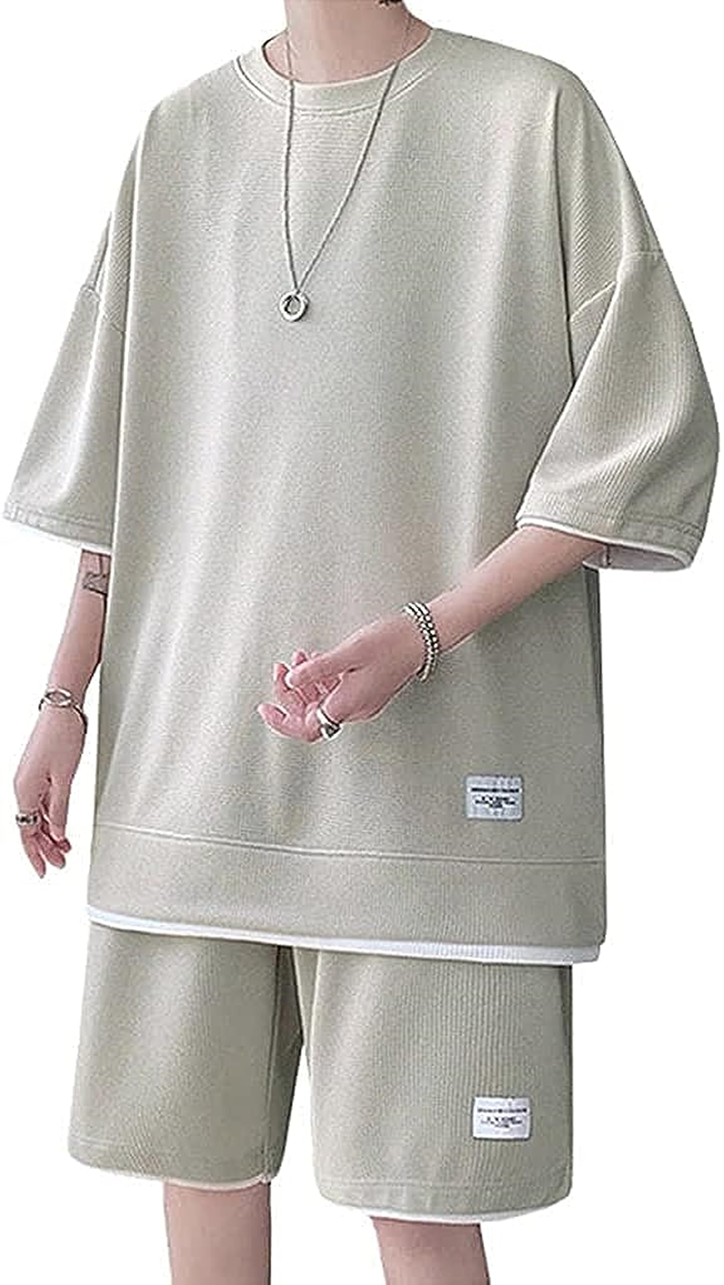 Amazon | セットアップ メンズ ワッフル 素材 上下セット Tシャツ