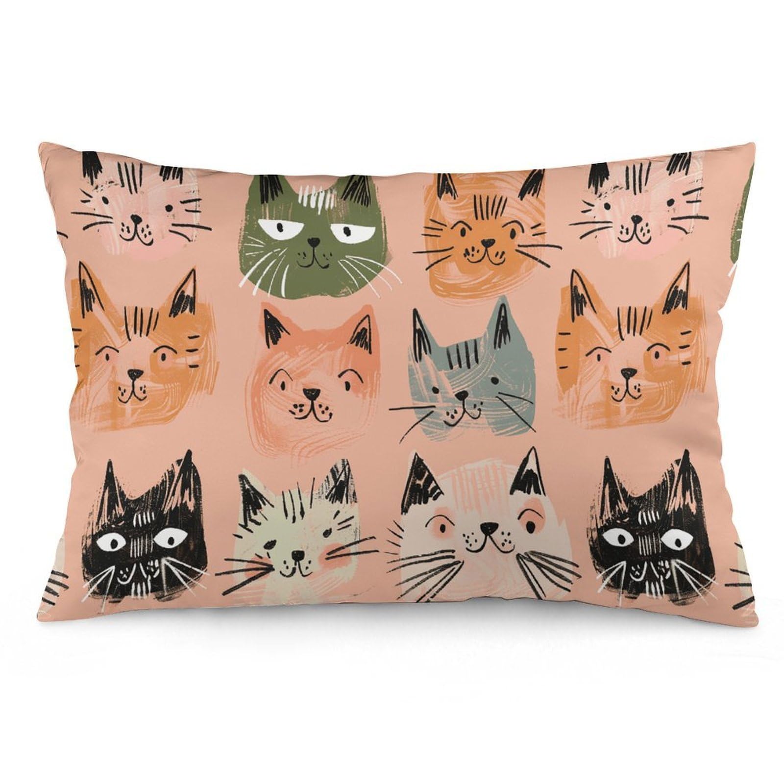 2 Pack Pillow Cases for Hair and Skin, Soft Breathable Pillow Case Covers with Hidden Zipper, Peach and Green Style Pillowcase 12 "x20 Pillow Covers for Sleeping Gift
