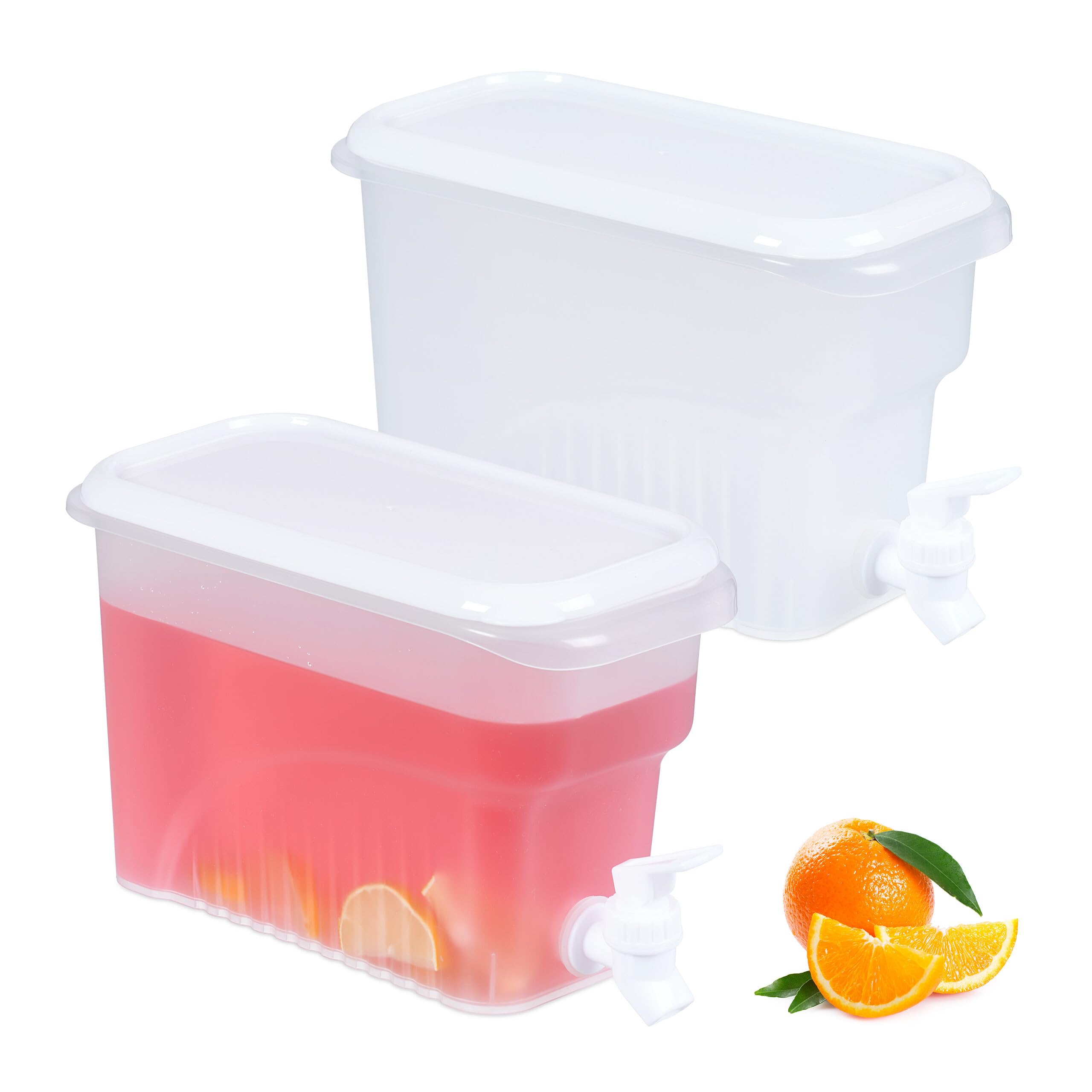 Relaxdays 2 Dispenser per Bevande, Distributore Acqua da Frigo, Erogatore Bibite 3 L, Rubinetto e Coperchio, Frigorifero