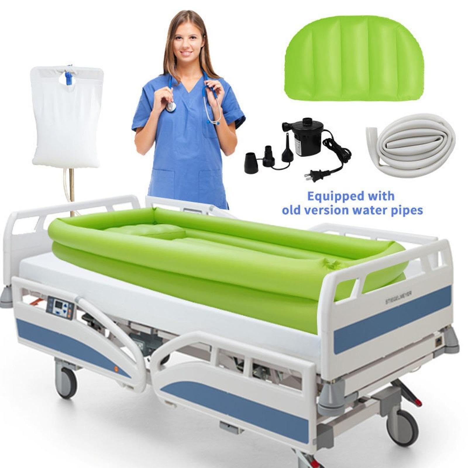 Colcolo Bañera hielo y rectangular plegable y práctica para cama ducha, bañera pie para pacientes mayores, spa en casa, Verde