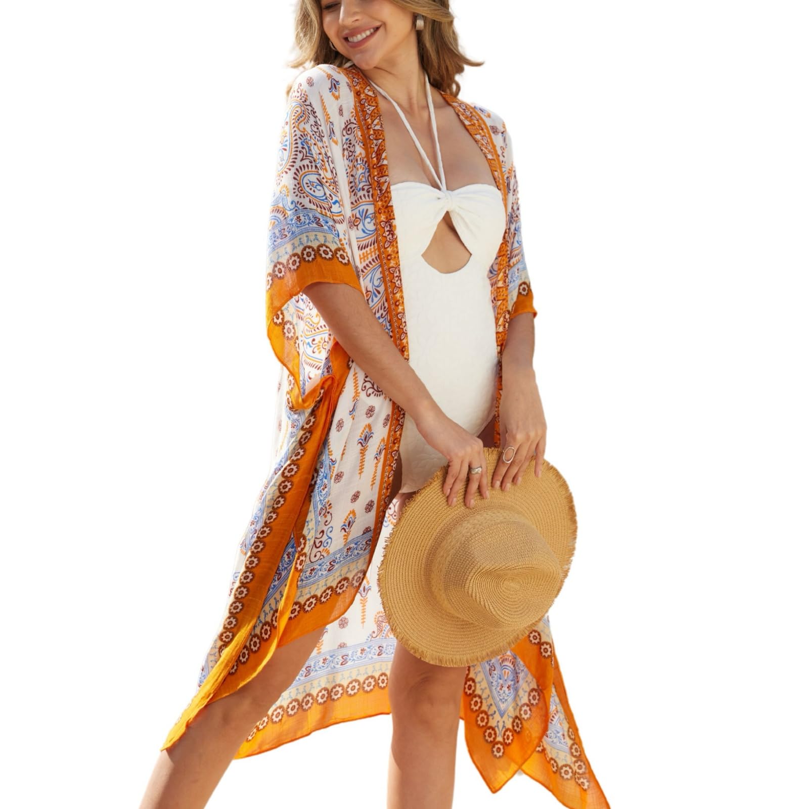 Kimonos for Women Casual Swimsuit Coverup Lightweight Boho Kimono Cardigans for Summer