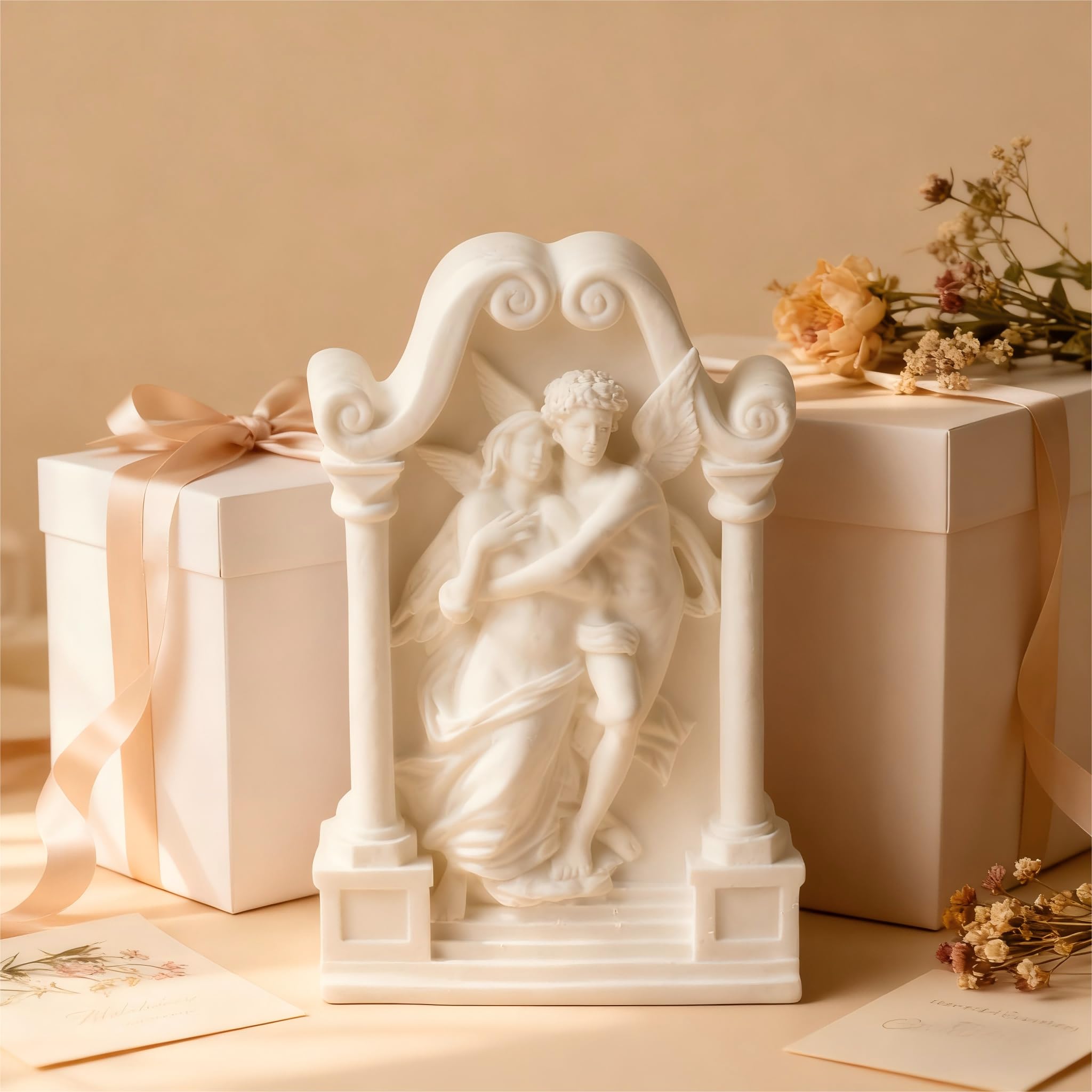 Romantyczna figurka anioła z gipsu, 4,3 cala, biała, w stylu greckim, figurka do dekoracji domu, półka artystyczna, prezent