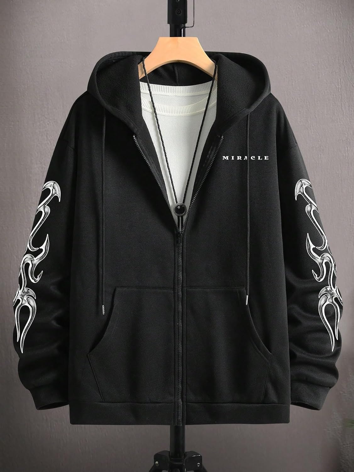 Men's Zip Up Graphic Hoodie Long Sleeve Drawstring Sweatshirt image 3
