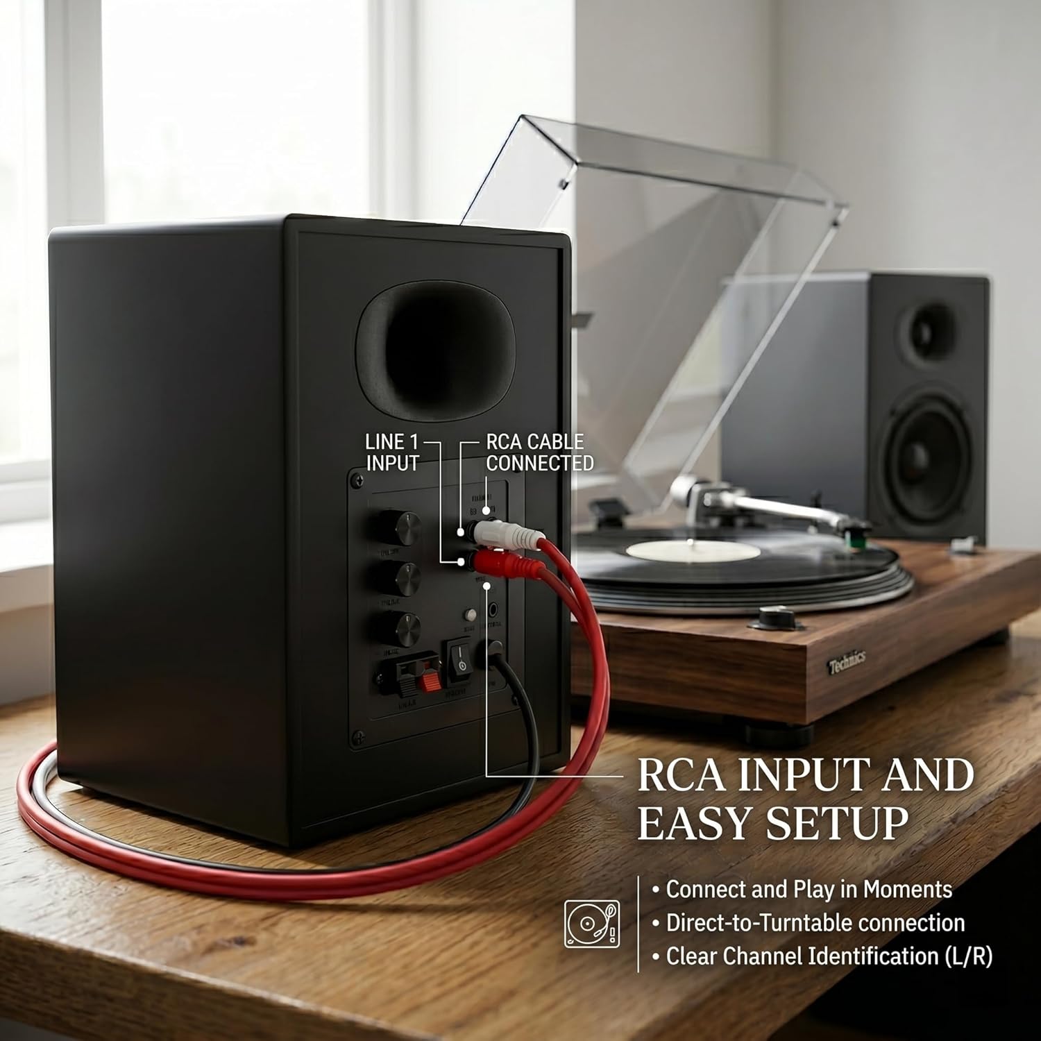80W Peak Bookshelf Speakers, 4 Active Desktop Computer Speak