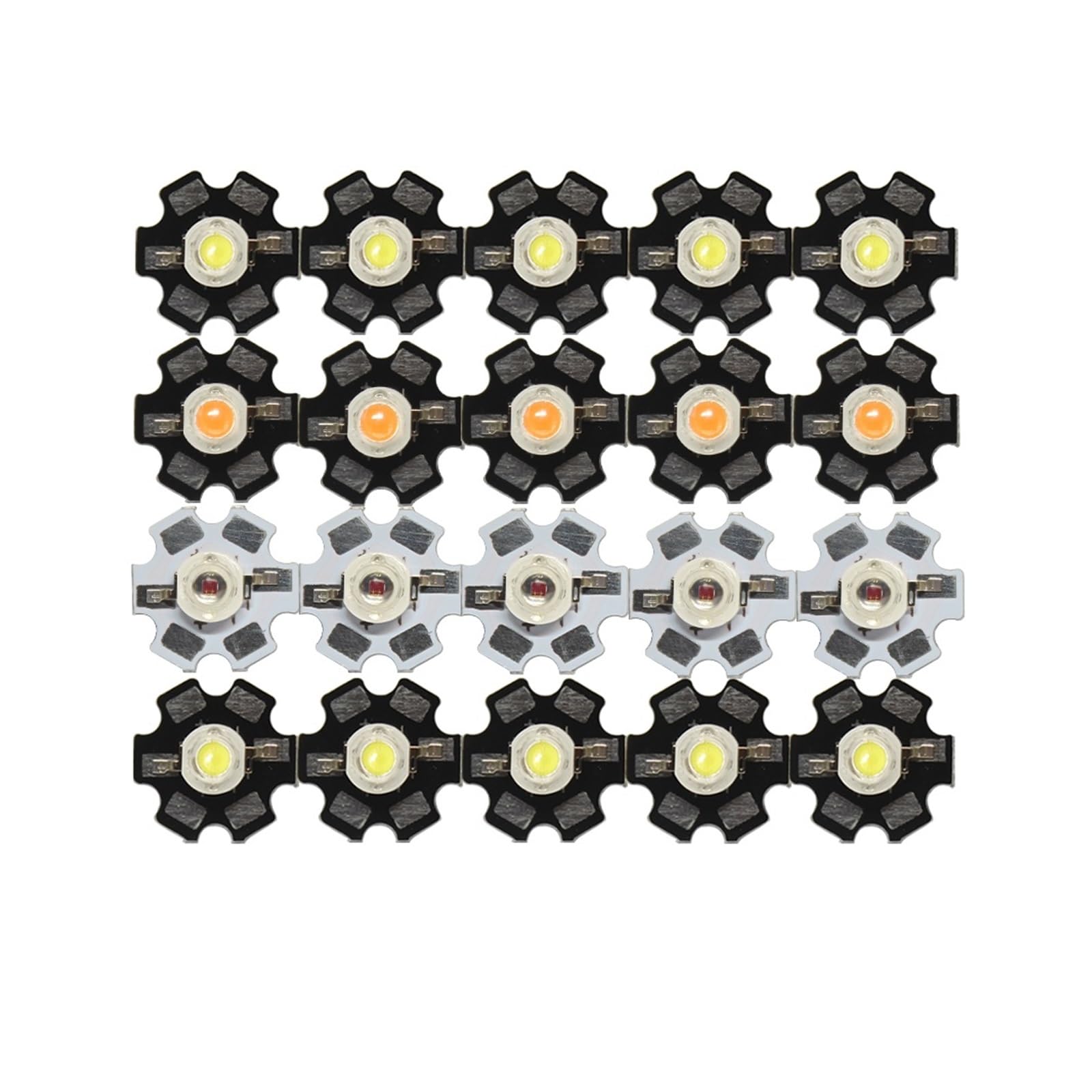 Generico 10-100 pezzi diodi LED ad alta potenza 1W 3W caldo freddo bianco naturale/rosso/verde/blu/blu reale 450 660nm rosso intenso UV con stella da 20 mm(Deep Red 660nm,3W-White PCB x100pcs)