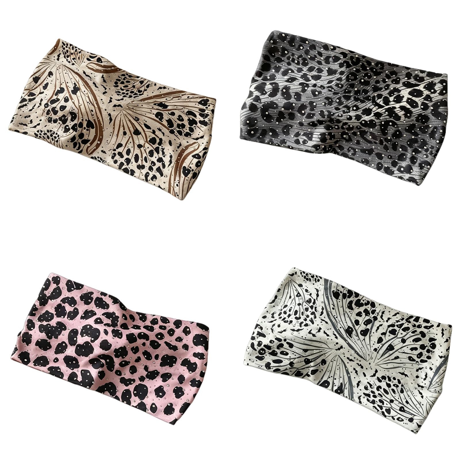 CYUCHENC wide headband 4 Pack Leopard Print Perm Hairband Fashion Hot Girls Wide-brim Knotted Elastic Sports Sweat-absorbent Women-1-four