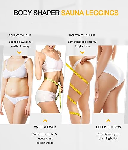 Miniatura 7 de SCARBORO Leggings de sauna para mujer, pantalones de sudor, entrenamiento de cintura alta, compresión adelgazante, pesas térmicas, traje de sauna,