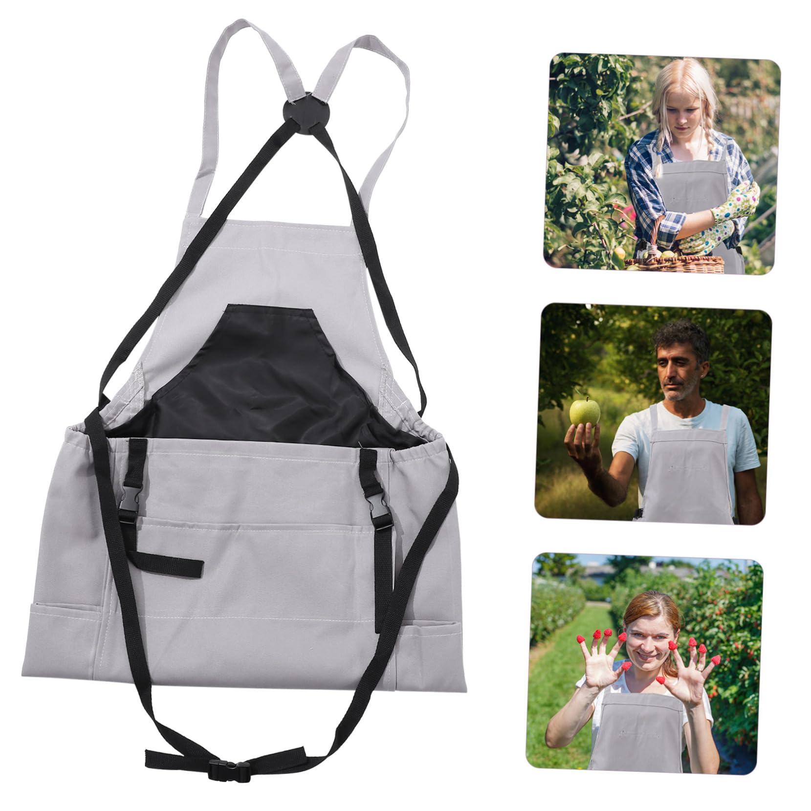 Kisangel Delantal de Jardinería con Bolsillos de Tela Oxford para Cosecha | Tira Ajustable, Bolsa para Herramientas Pequeñas, Uso en Huerto y Jardín