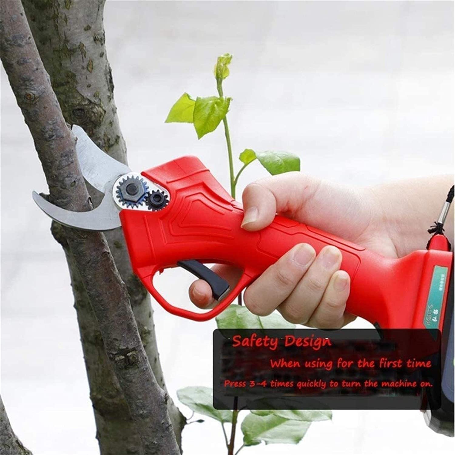 Forbici da potatura elettriche Professionali, Senza Fili, Ricaricabili, per Rami Alti e Spessi, 21 V, Forbici da Giardino con 2 batterie di Ricambio.