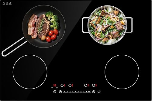 Cocina de inducción de 6400 W estufa eléctrica de 30 pulgadas con 4 quemadores, estufa eléctrica para uso integrado o en encimera, 9 niveles de
