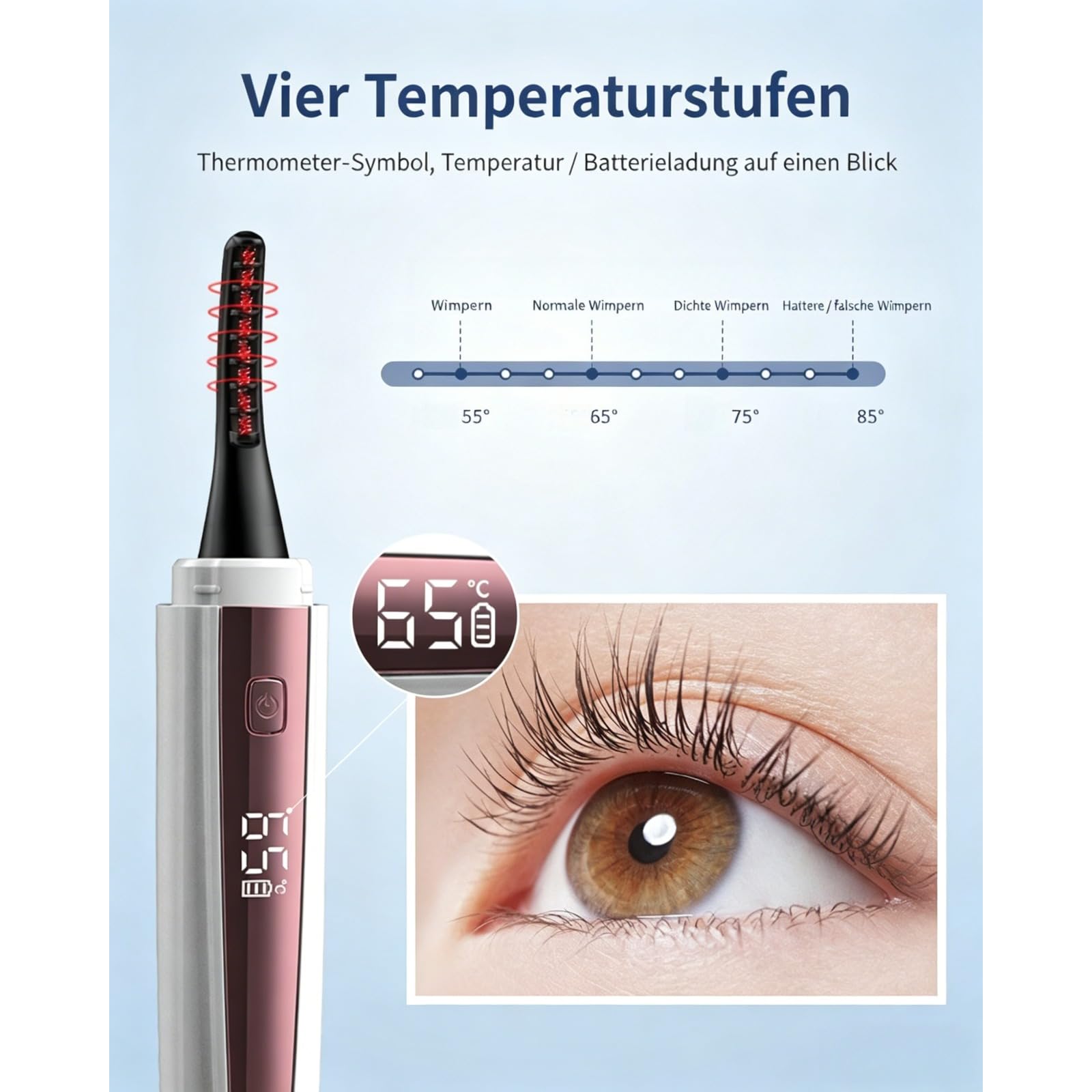 Hitzebetriebener Wimpernformer – Kabellos, USB-Ladung, perfekt für natürliche Wimpern & Wimpernverlängerungen – Sicheres Locken ohne Zange (Schwarz,2 Stück)