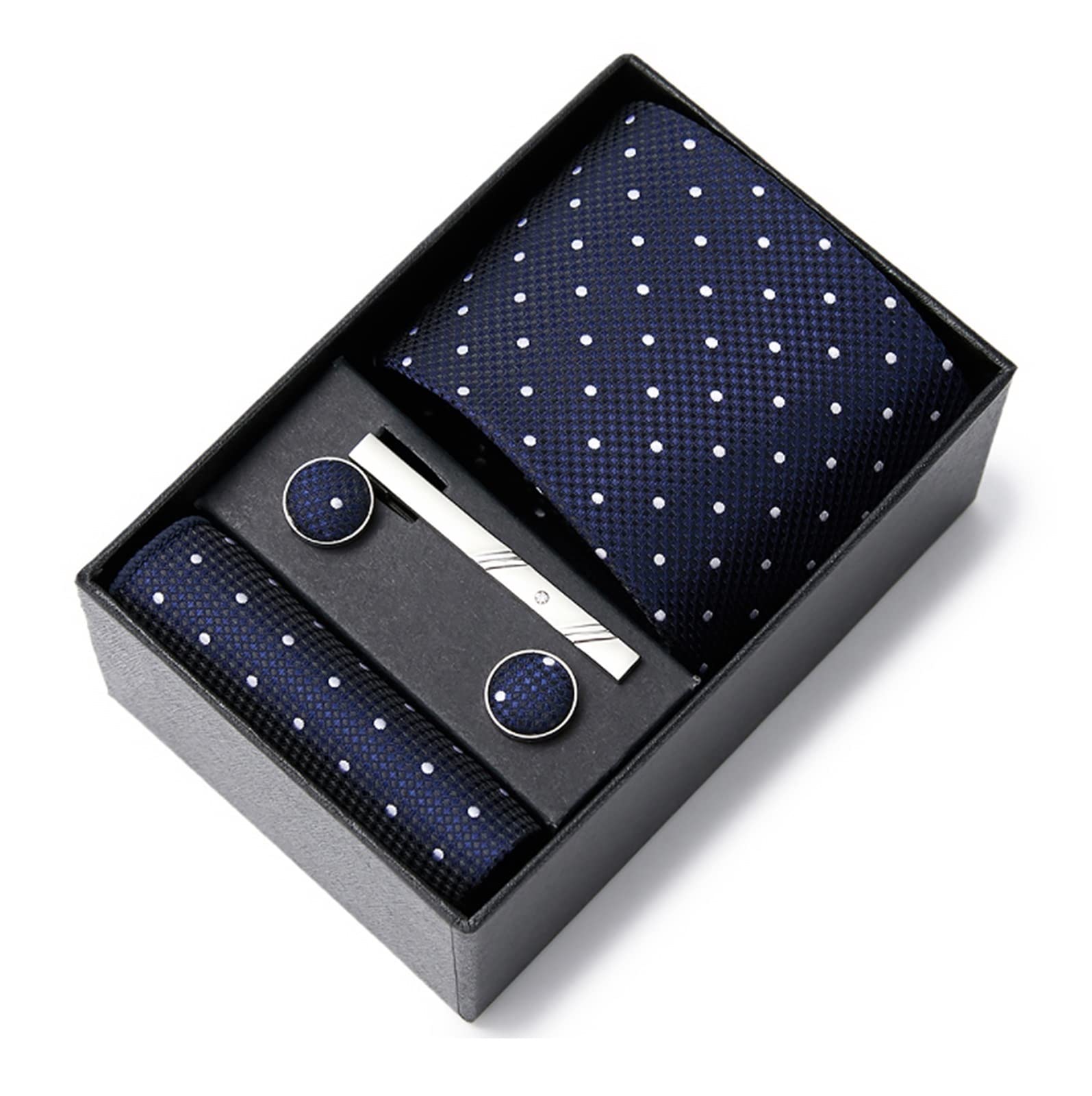 65 Colors Newest Design Tie Handkerchief Cufflink Set Necktie Box Dark Red Man's Shirt Accessories New Year's Day (Color : HB42)