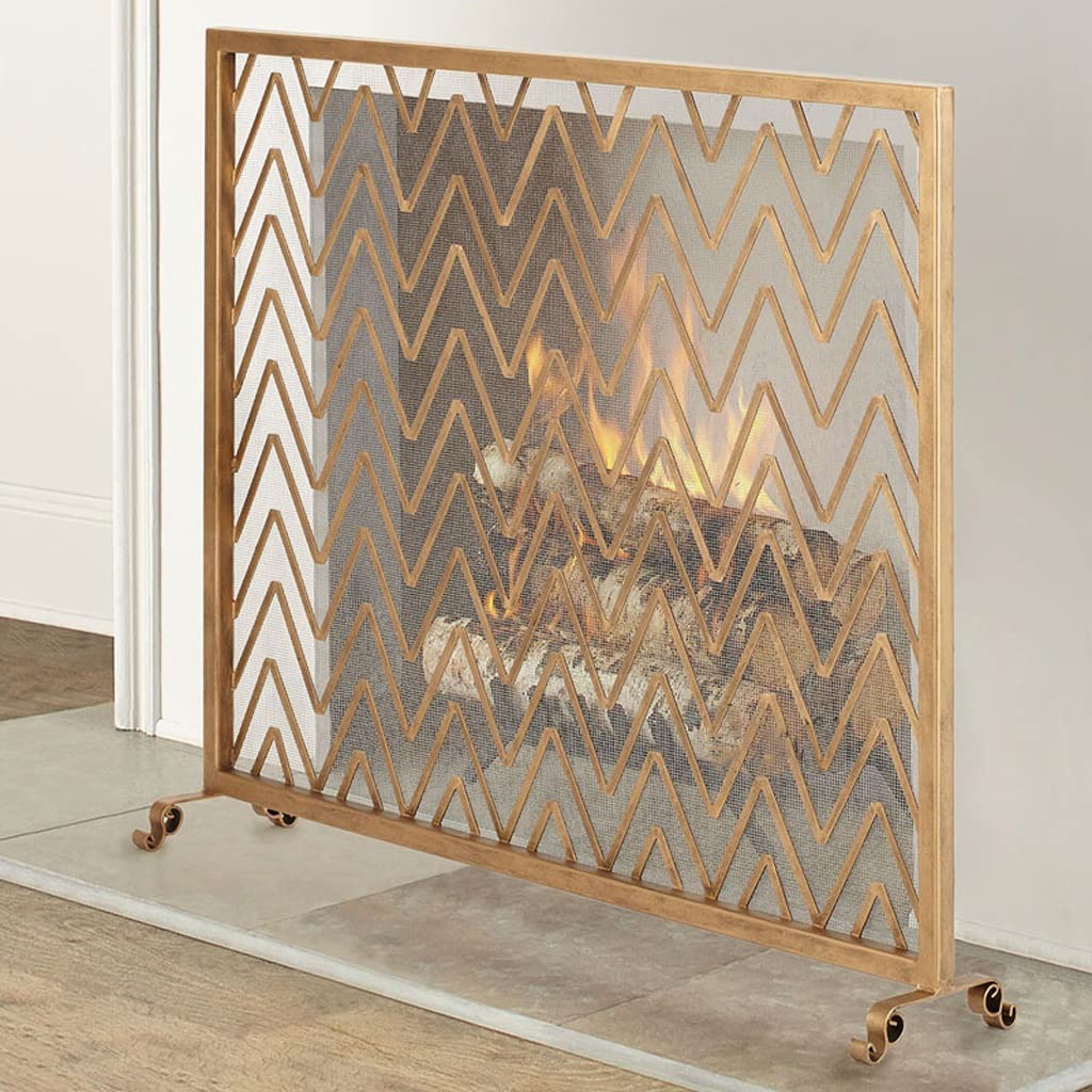 Schermi per Caminetti di Guardia Vecchio camino in ferro battuto Schermo Schermo Partition Pavimento Casa Camino Della Porta Decorazione Golden Camino Spark Recinzione Guardrail 39.3 × 31,5 pollici Ac
