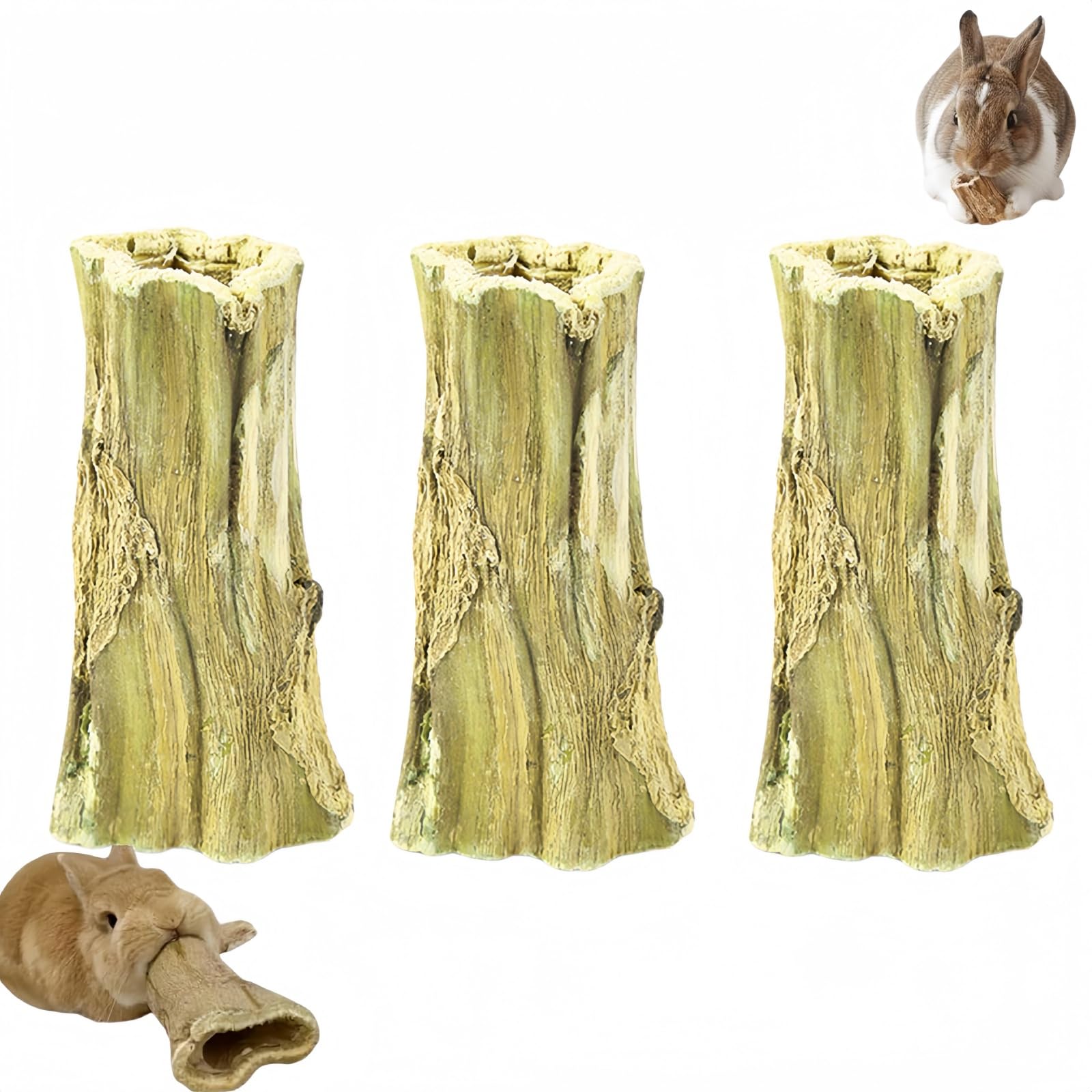 Yujinpu 3PCS Natural Papaya Vine Chew Sticks for Rabbits,Guinea Pigs,Hamsters,Small Animal Molar Wood for Dental Health,Rabbit Chew Toys,Guinea Pig Treats and Chews, Rabbit Sticks Teeth Breaker
