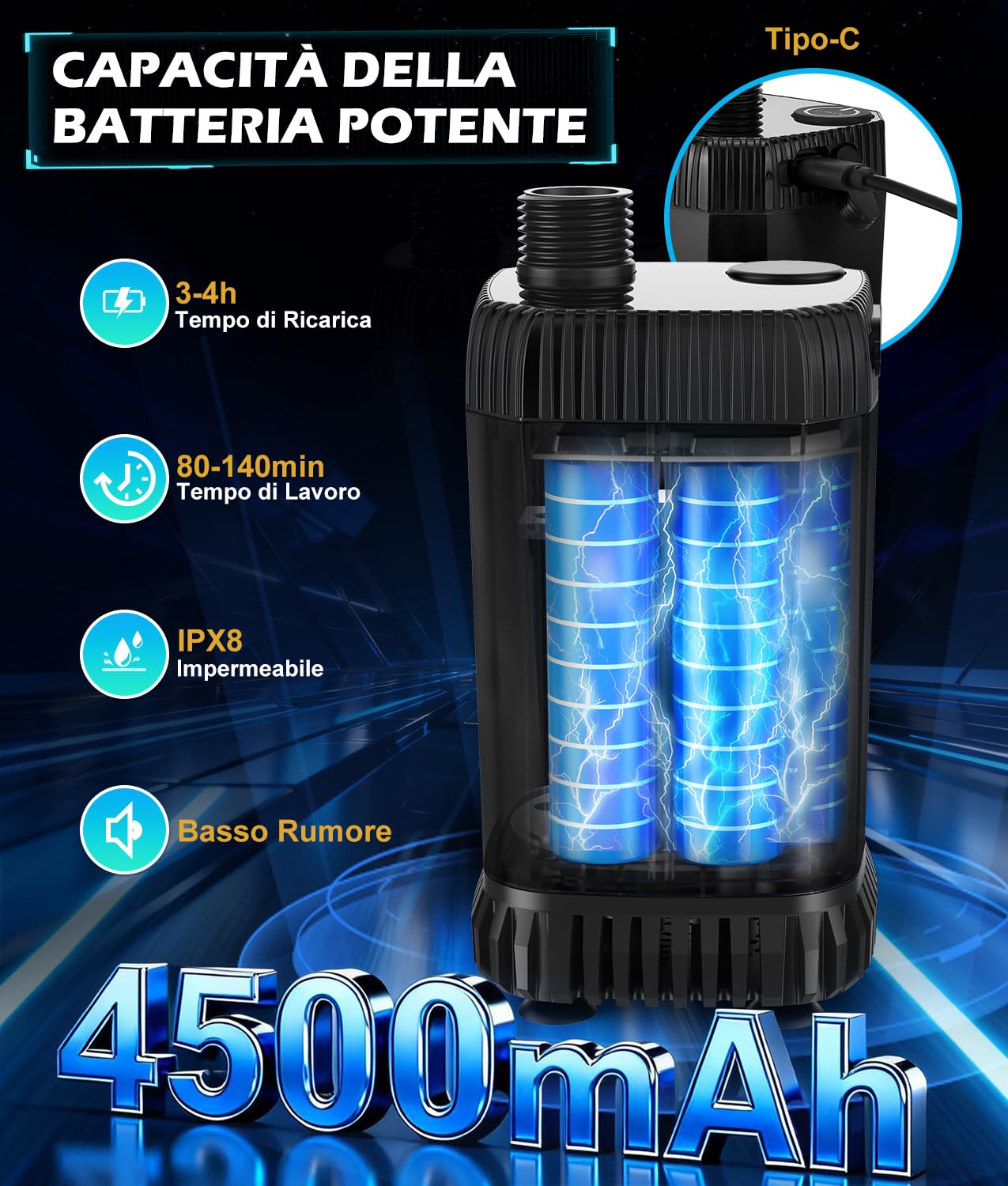 WADEO Doccia Portatile Campeggio con Secchio Pieghevole 20L, Acqua Calda, Pompa Ricaricabile a 5 Velocità con Display LED, 4 Modalità di Getto per Camper, Viaggi, Auto, Animali Domestici
