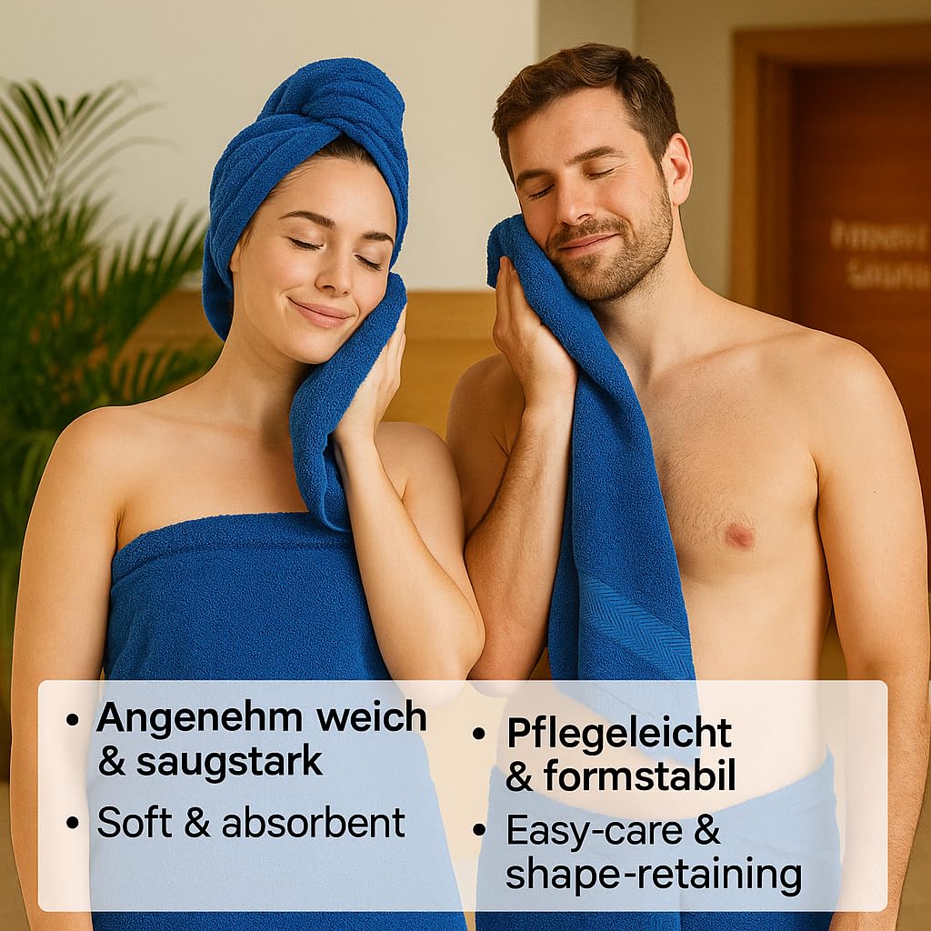Betz Premium Juego de 2 Piezas de Toallas de Sauna 100% algodón XXL Toalla de baño 70x200 cm - Azul