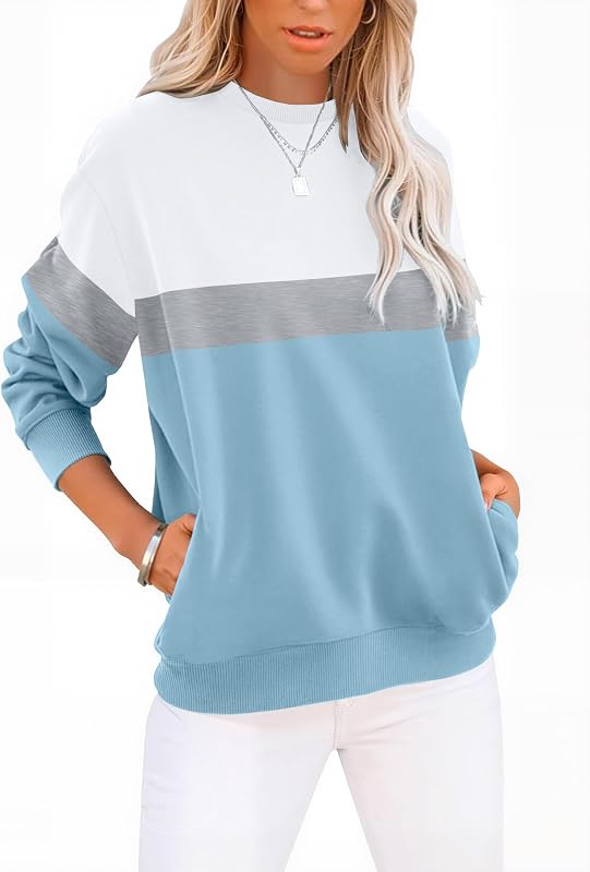 GKBK Sweatshirt for Women Cotton Crewneck Cute Fall Lightweight Pocket Tops