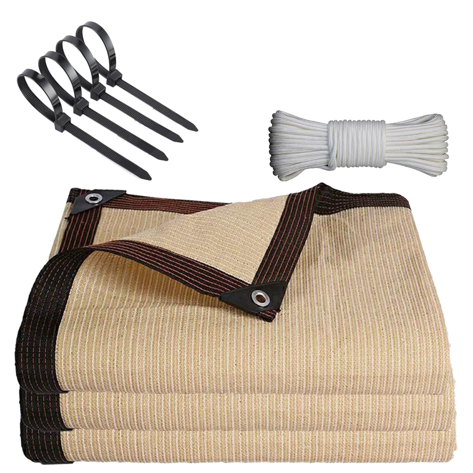 Filet d'ombrage avec œillets 6x7,5m beige pour jardin