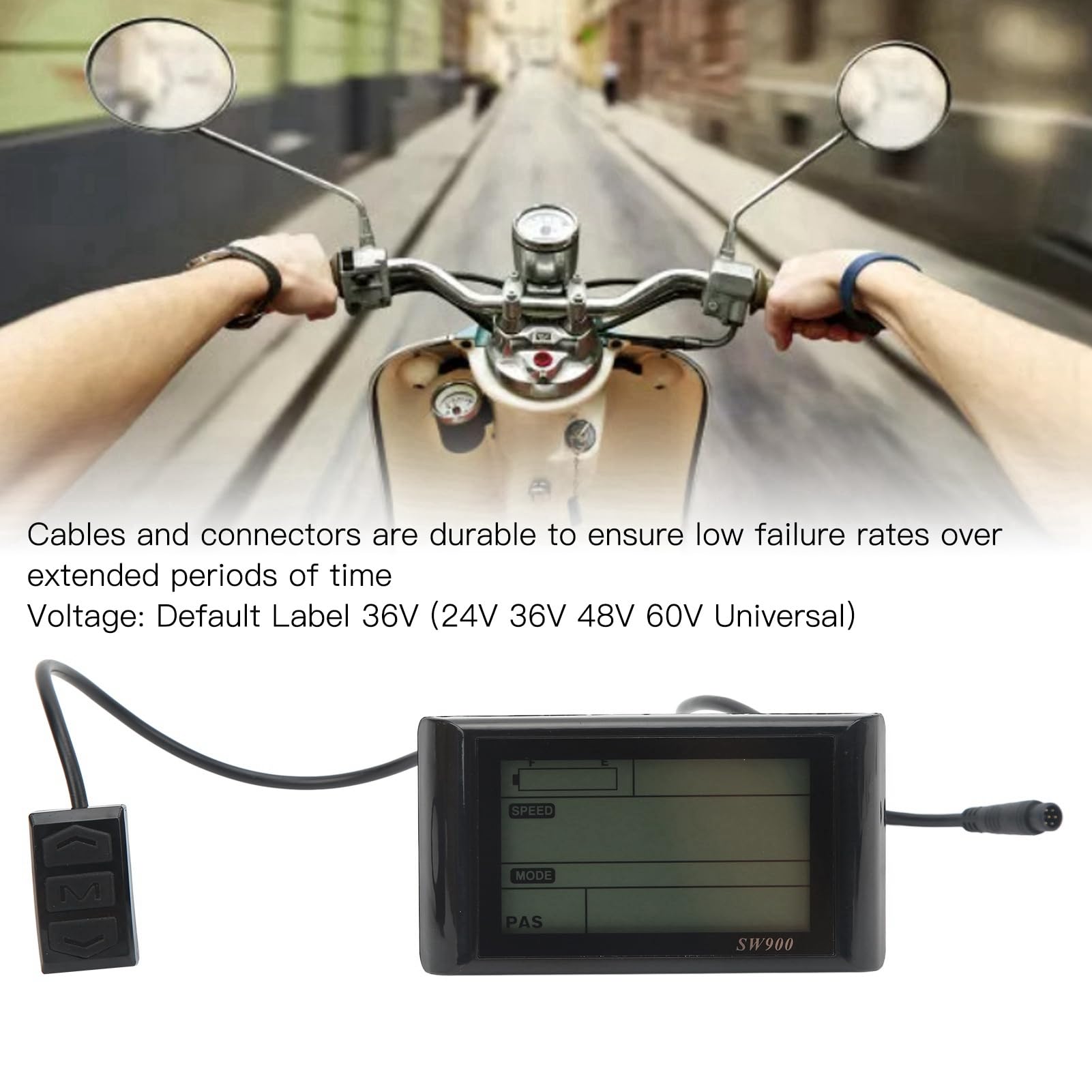 Elektrofahrrad-LCD-Display Elektroroller SW900 LCD-Display-Messgerät mit Wasserdichtem Anschluss, Elektrofahrrad-LCD-Display, Elektrofahrrad-LCD-Display-Messgerät
