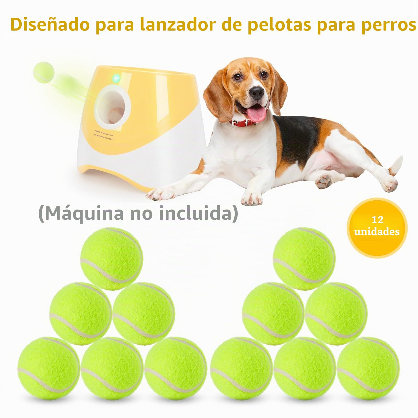 12 Piezas Pelotas de Tenis para Perros, 5 cm Pelota de Tenis, Pelotas de Juego para Perro Pequeños, Pelotas de Juguete Interactivas para Perros Aptas para Lanzador de Pelotas para Perro