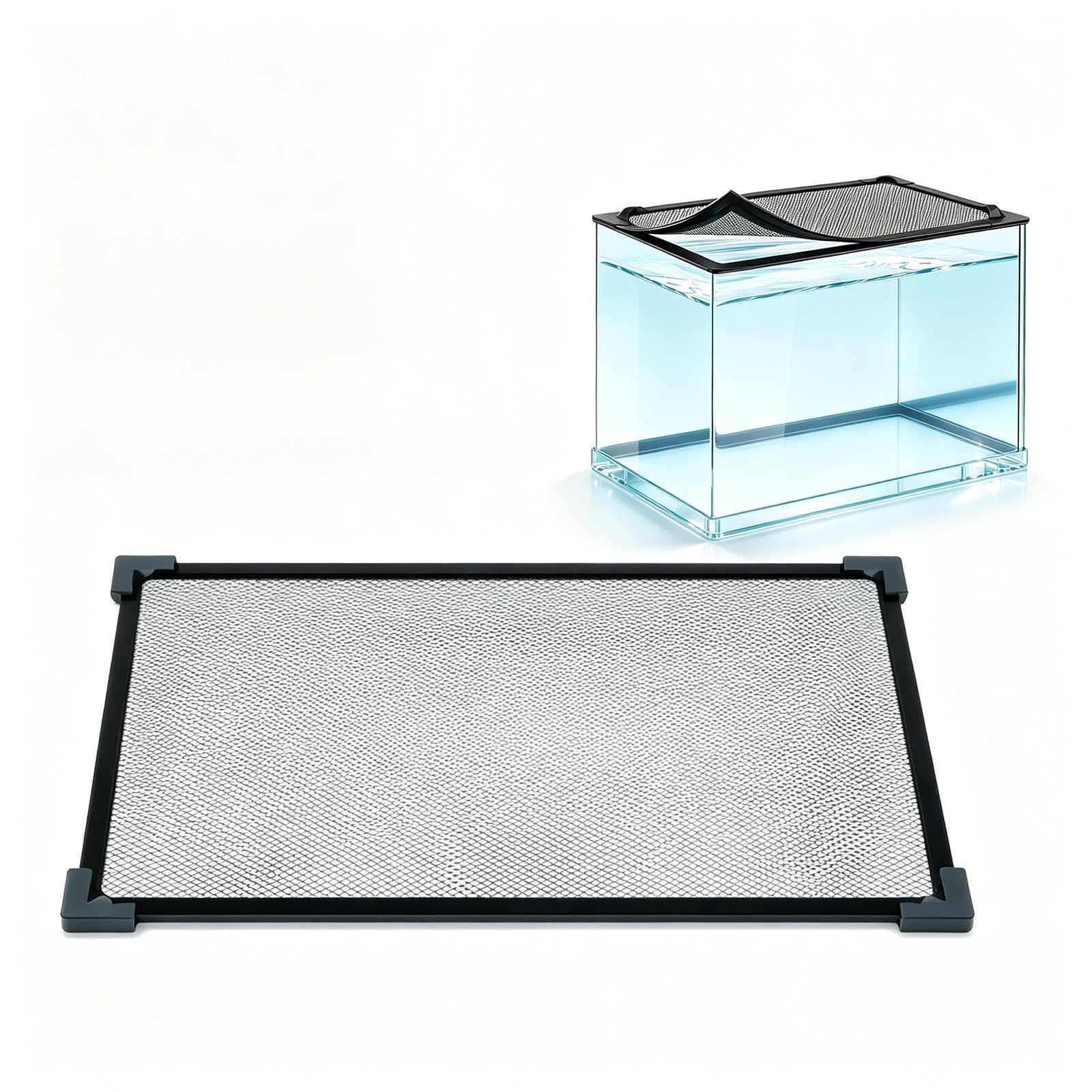 Fischtankdeckel Magnetischer DIY Installation Langlebiges Material Zuschneidbar für randlose, Gebogene Bogenfront-Aquarien,Black-47 * 20inches（120 * 50cm）